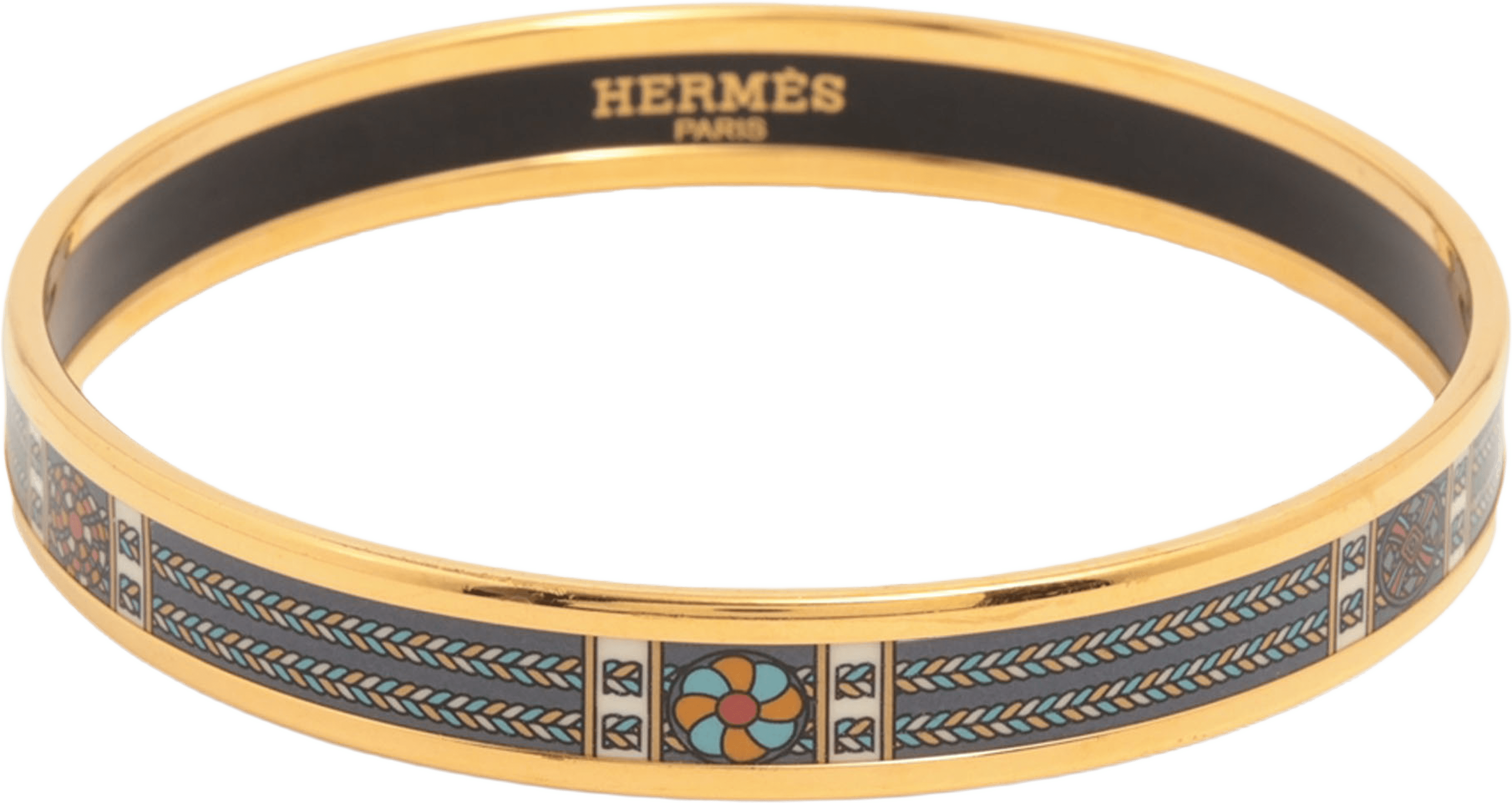 Hermès Narrow Printed Enamel Bangle 65, från Luxclusif, i färgen gray. Klicka för att öppna bilden i stort format