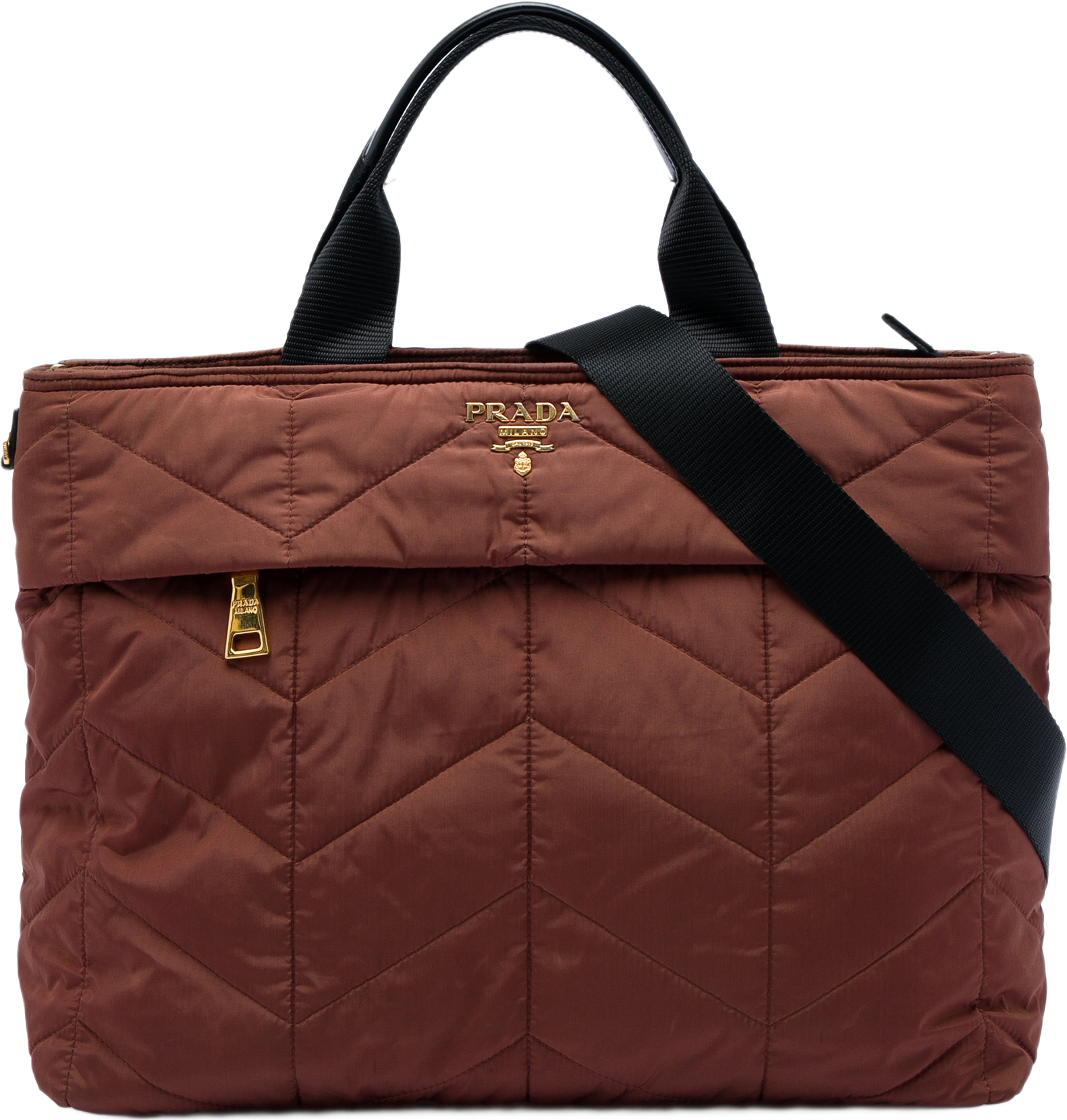 Prada Impuntu Tessuto Satchel, från Luxclusif, i färgen brun. Klicka för att öppna bilden i stort format