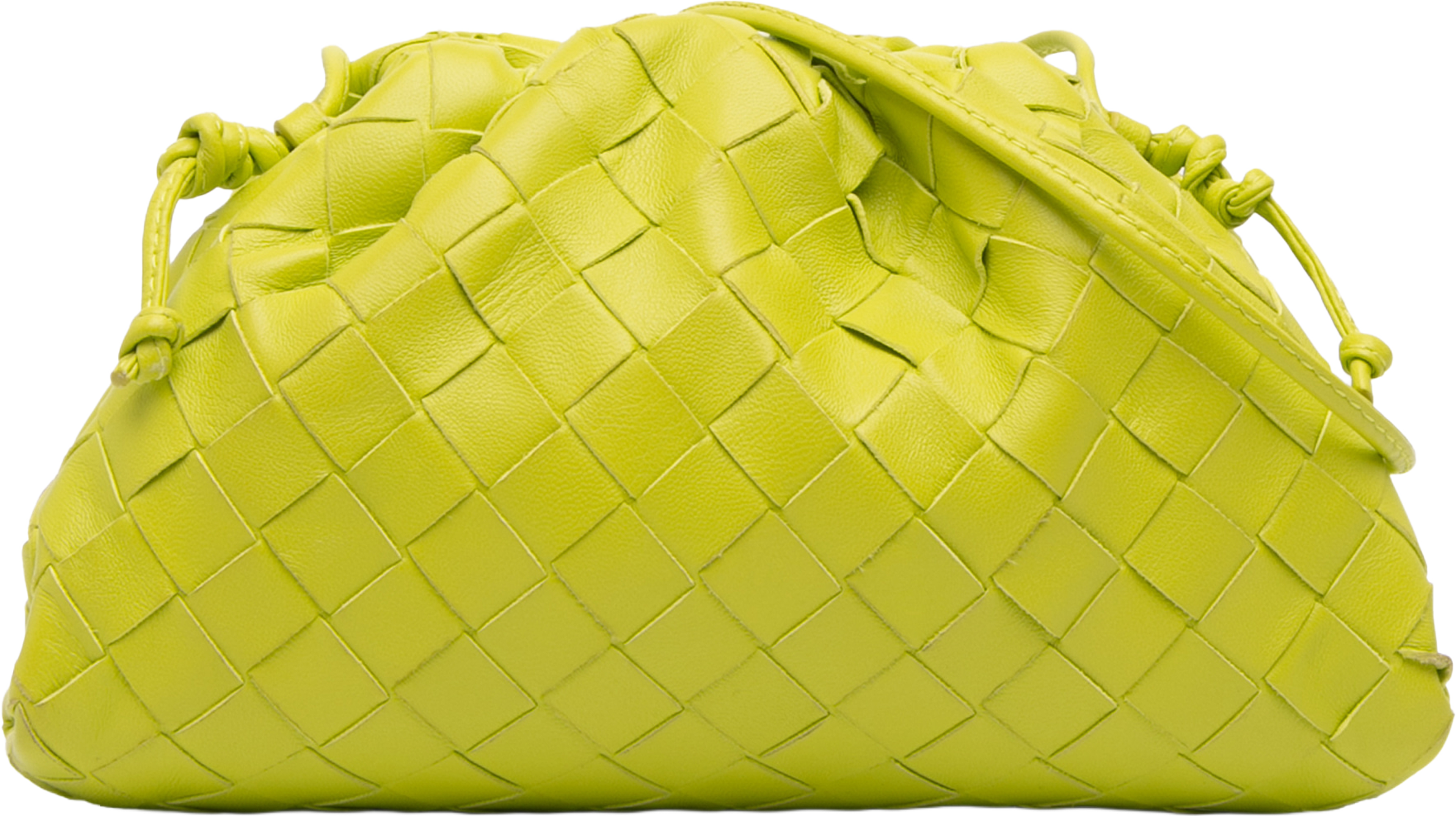 Bottega Veneta Nappa Intrecciato The Mini Pouch Crossbody, från Luxclusif, i färgen light green. Klicka för att öppna bilden i stort format
