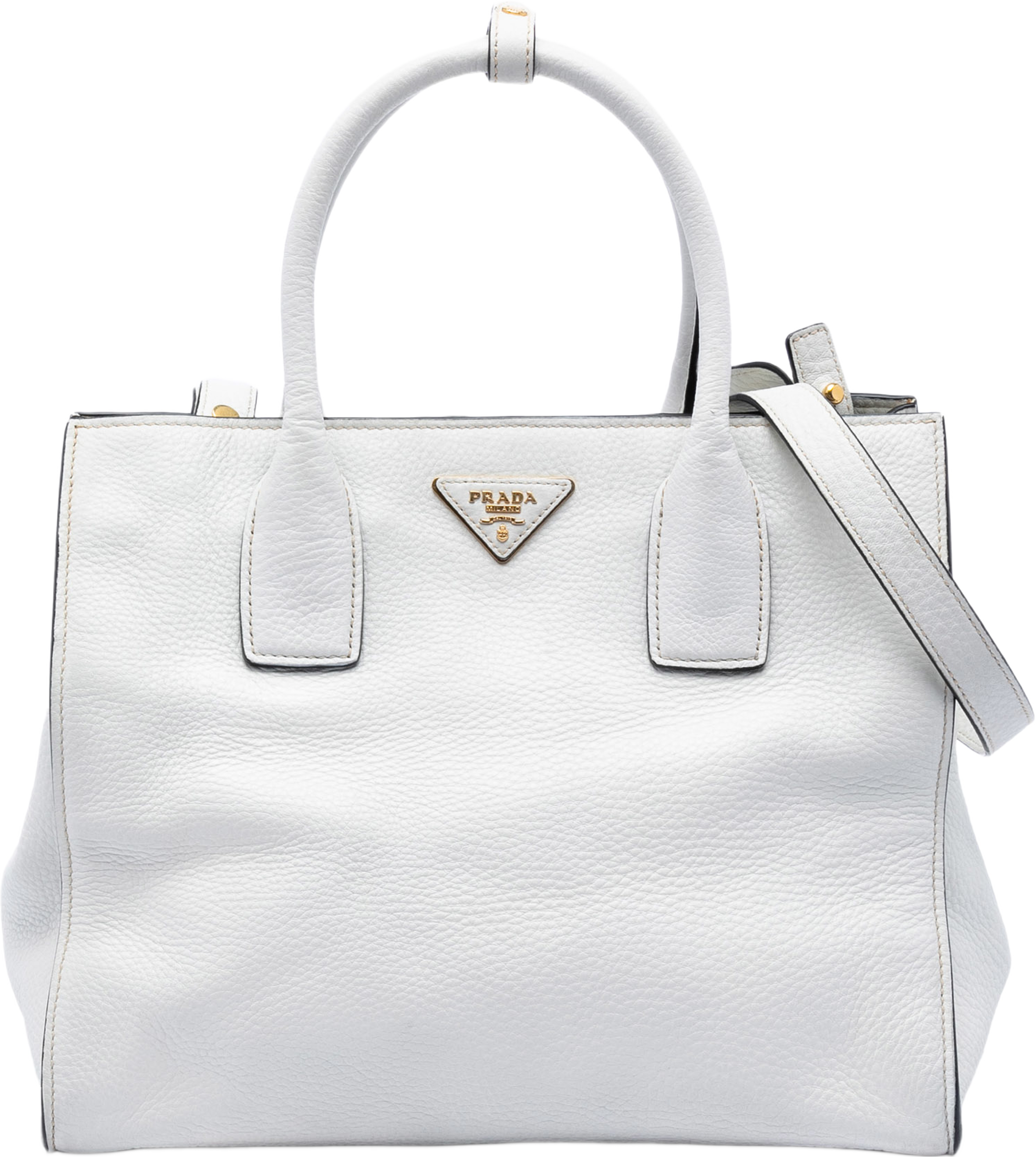 Prada Vitello Daino Open Convertible Tote, från Luxclusif, i färgen white. Klicka för att öppna bilden i stort format
