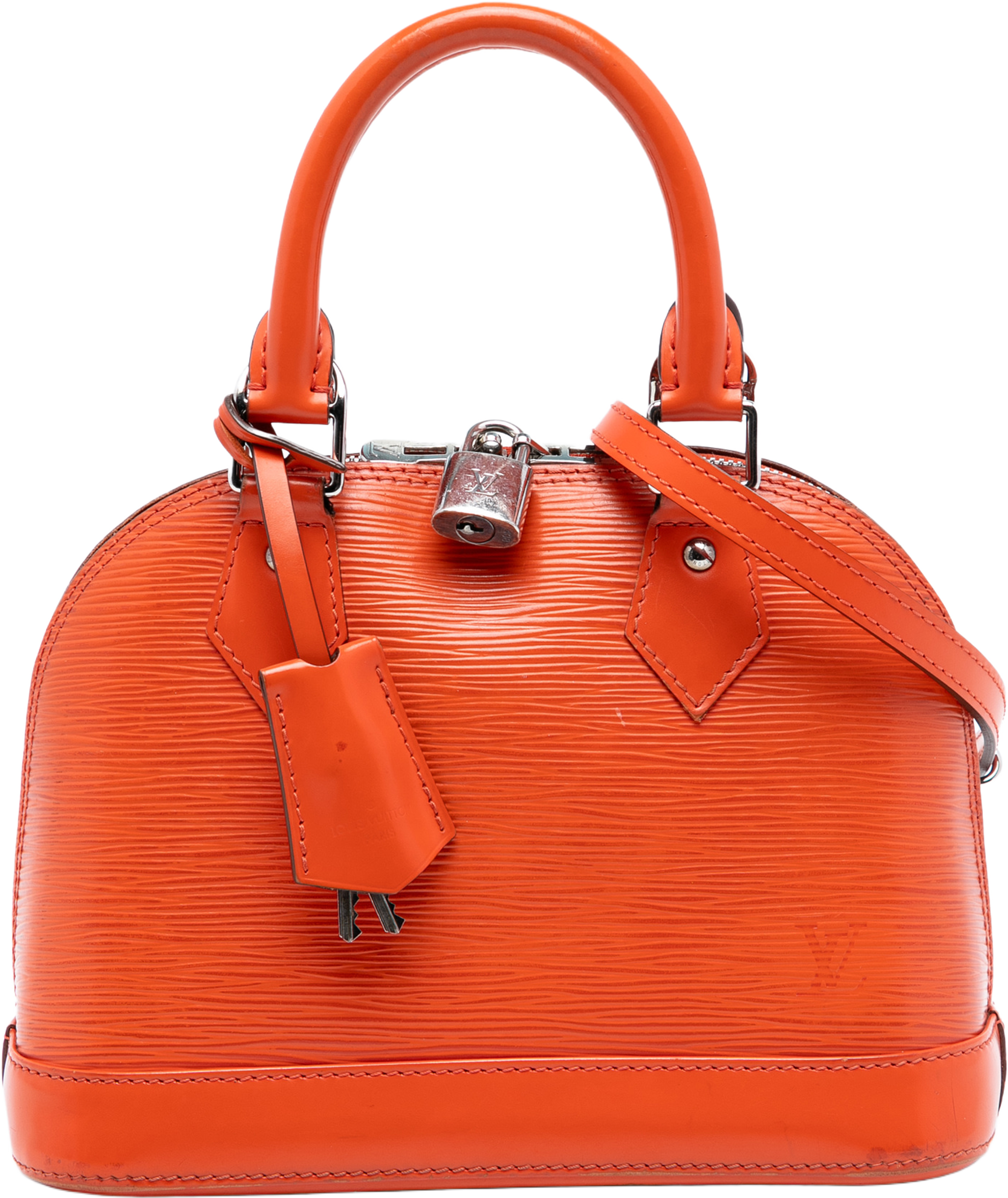 Louis Vuitton Epi Alma Bb, från Luxclusif, i färgen dark orange. Klicka för att öppna bilden i stort format