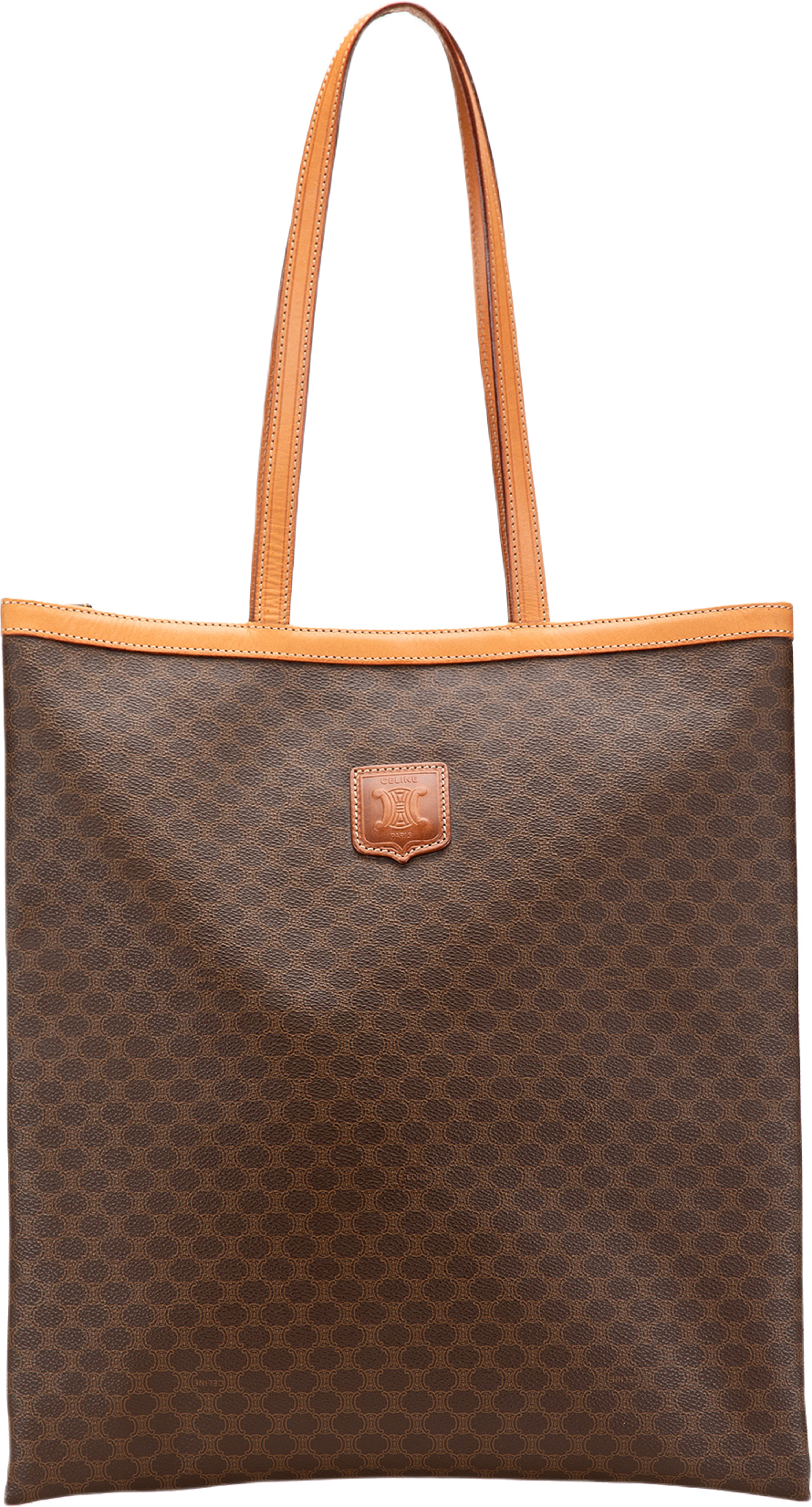 Celine Macadam Coated Canvas Tote, från Luxclusif, i färgen brown. Klicka för att öppna bilden i stort format