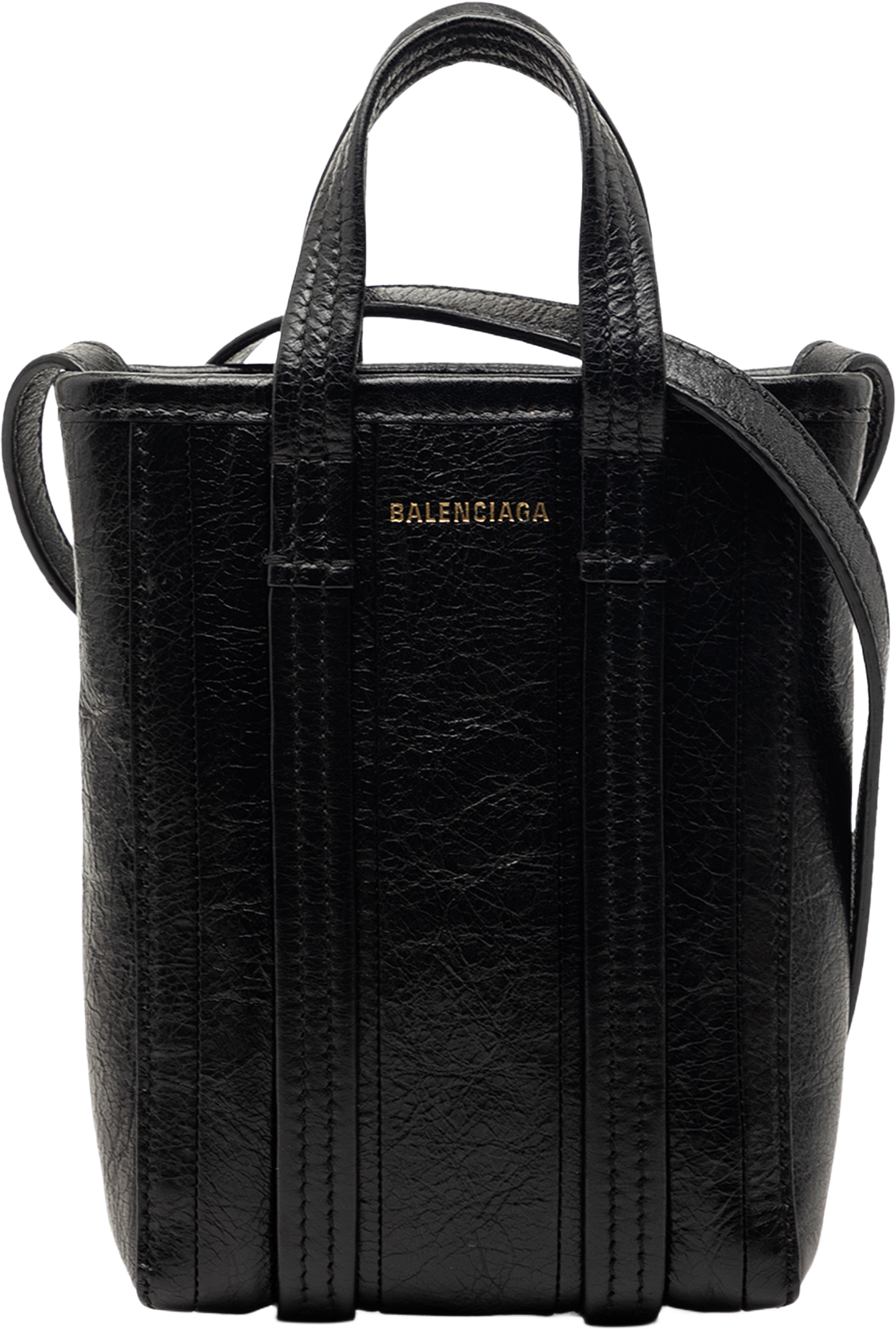 Balenciaga Mini Lambskin Barbes North South Shopper Bag, från Luxclusif, i färgen black. Klicka för att öppna bilden i stort format