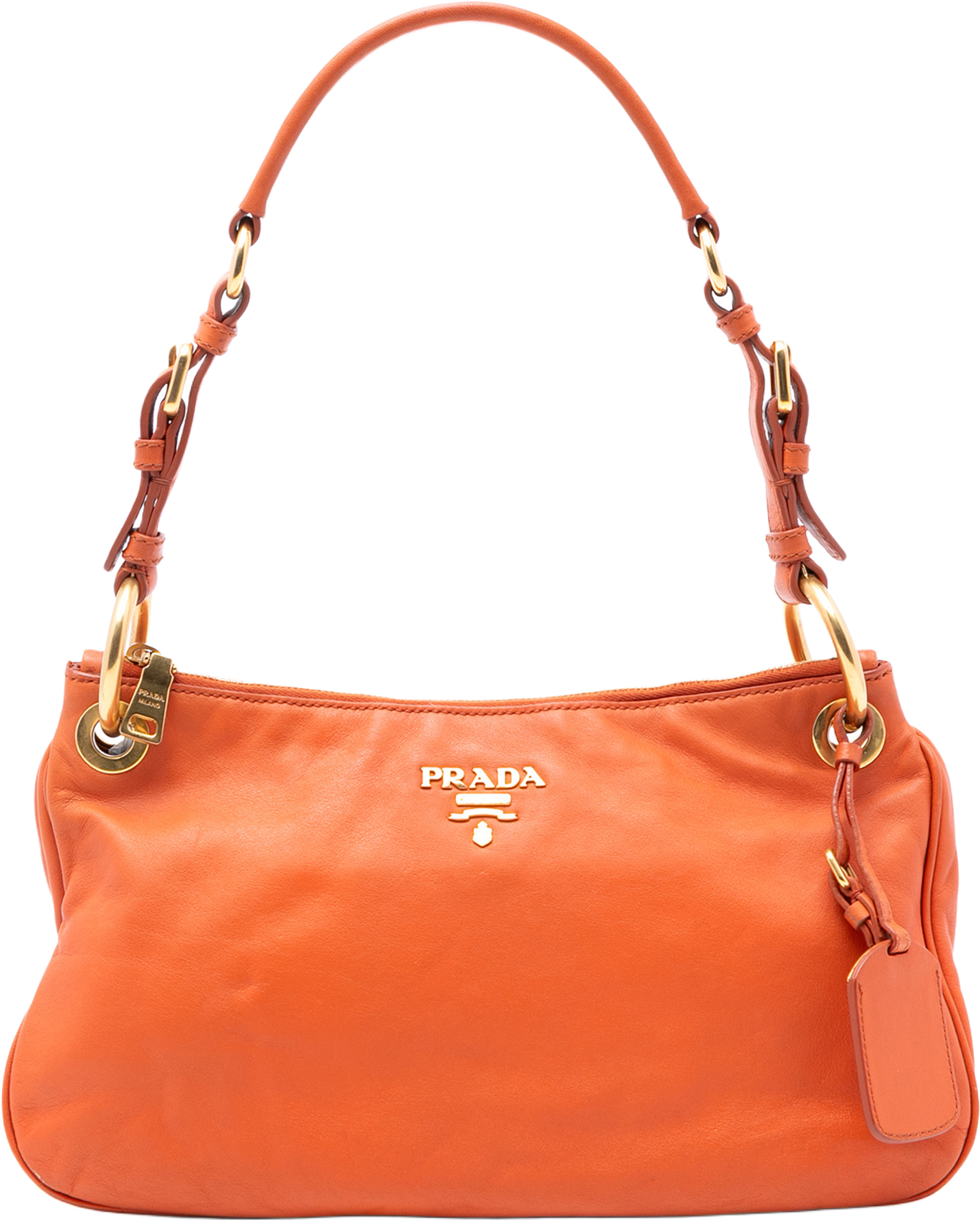 Prada Vitello Phenix Shoulder Bag, från Luxclusif, i färgen orange. Klicka för att öppna bilden i stort format