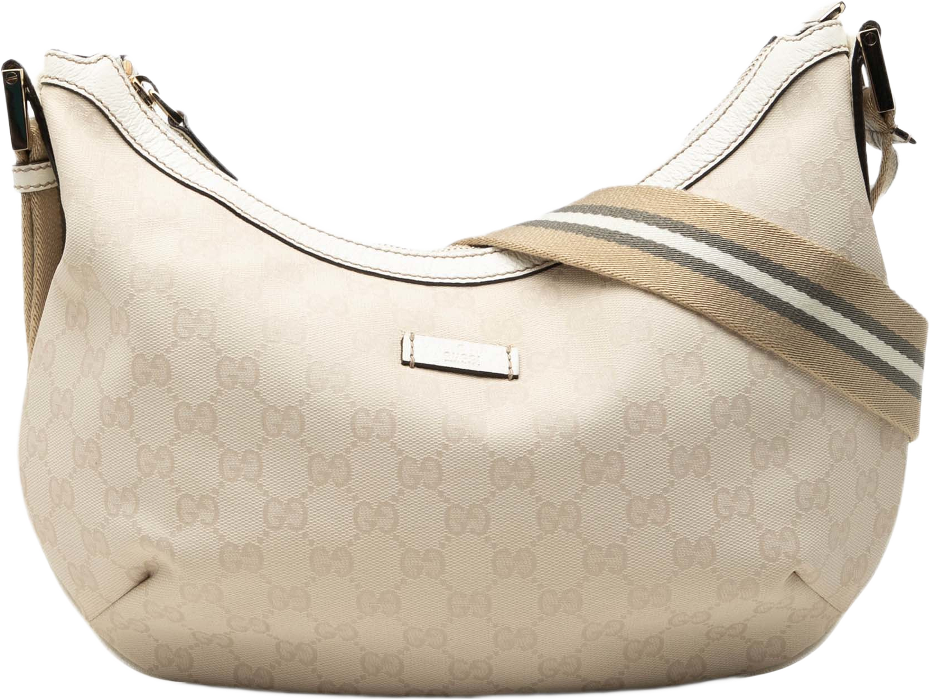 Gucci Gg Canvas Web Crossbody, från Luxclusif, i färgen beige. Klicka för att öppna bilden i stort format