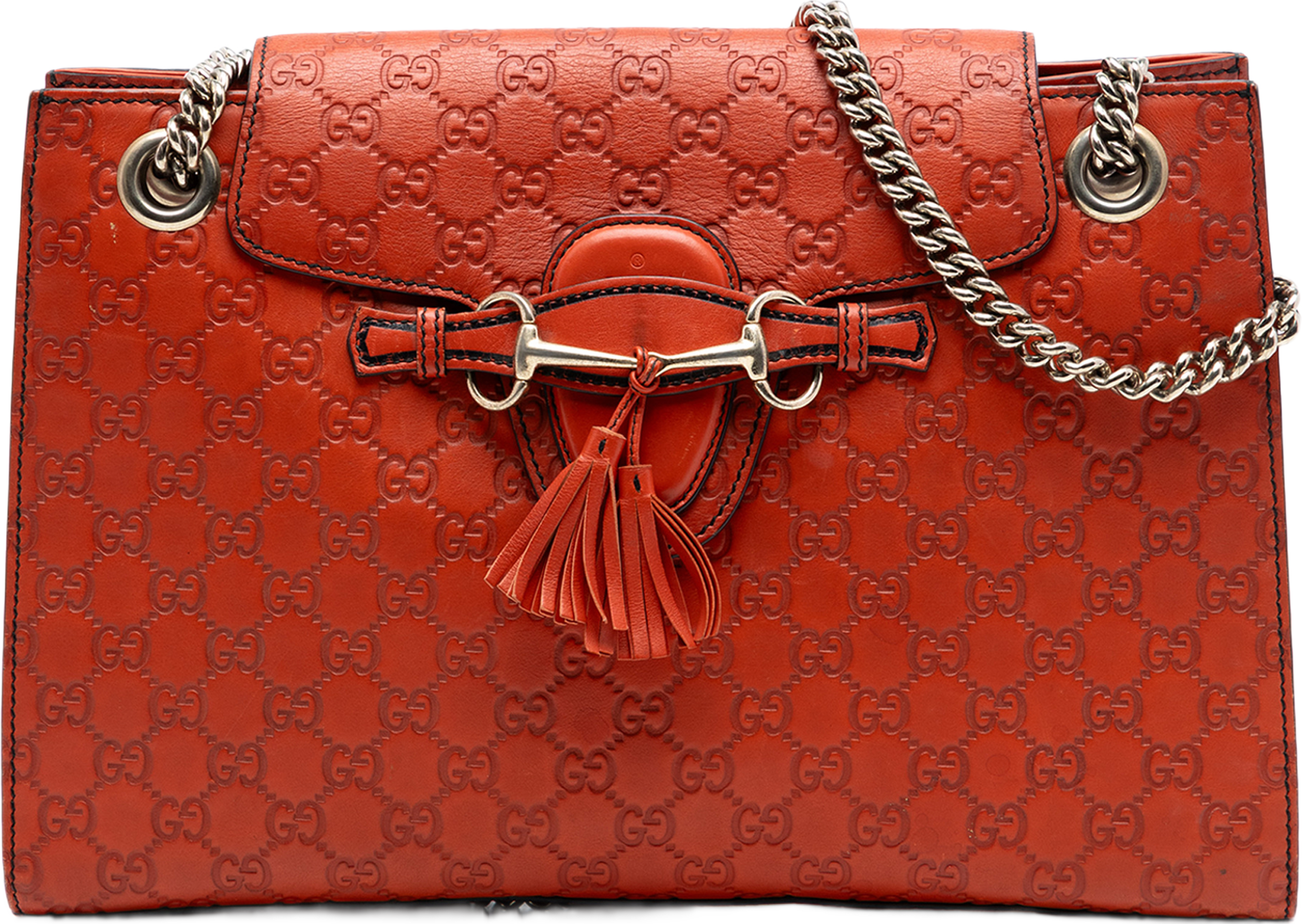 Gucci Large Guccissima Emily Shoulder Bag, från Luxclusif, i färgen dark orange. Klicka för att öppna bilden i stort format