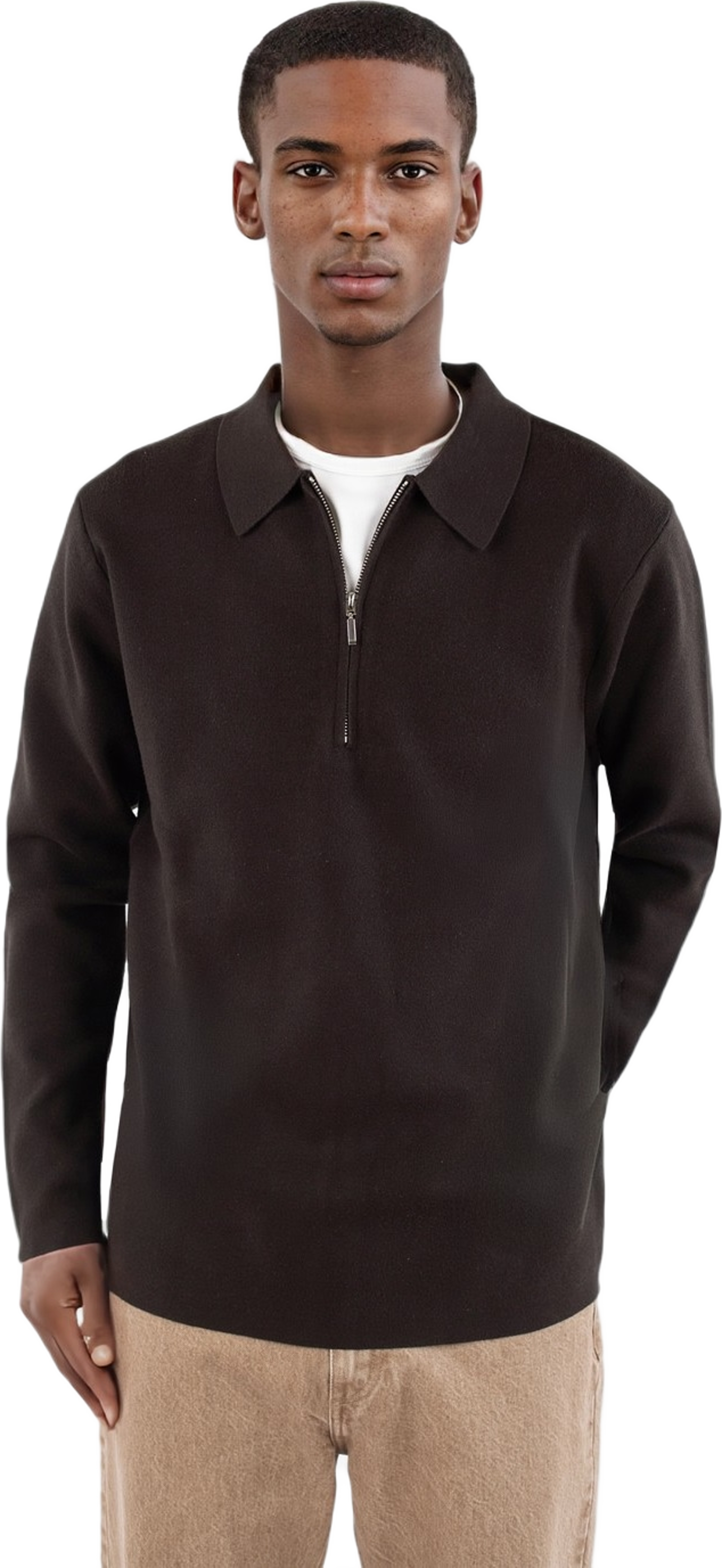 Caleb Knitted Half Zip, från Ciszere, i färgen java. Klicka för att öppna bilden i stort format