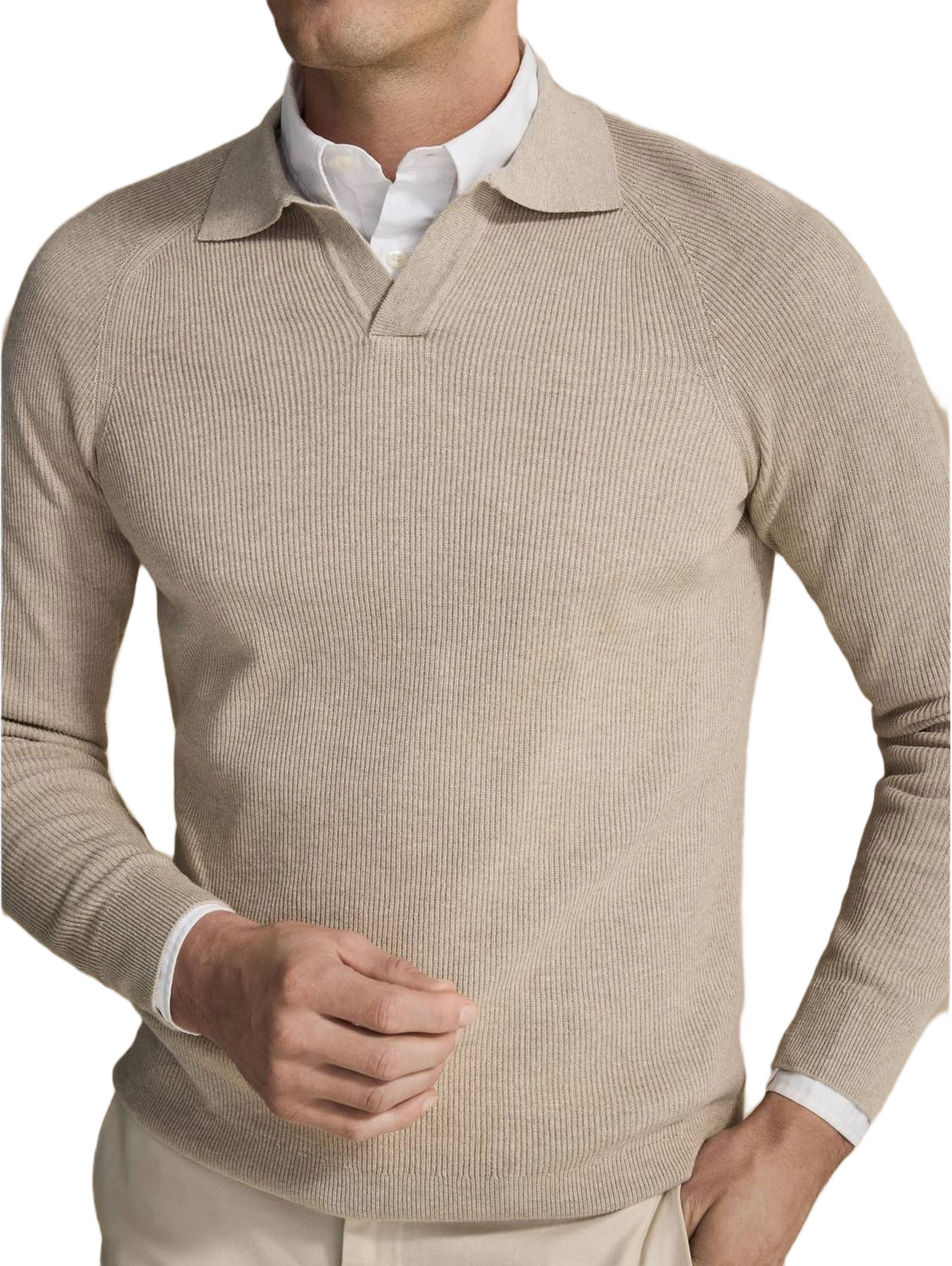 Cotton Rib Knitted Ls Polo Sweater (sandro)
