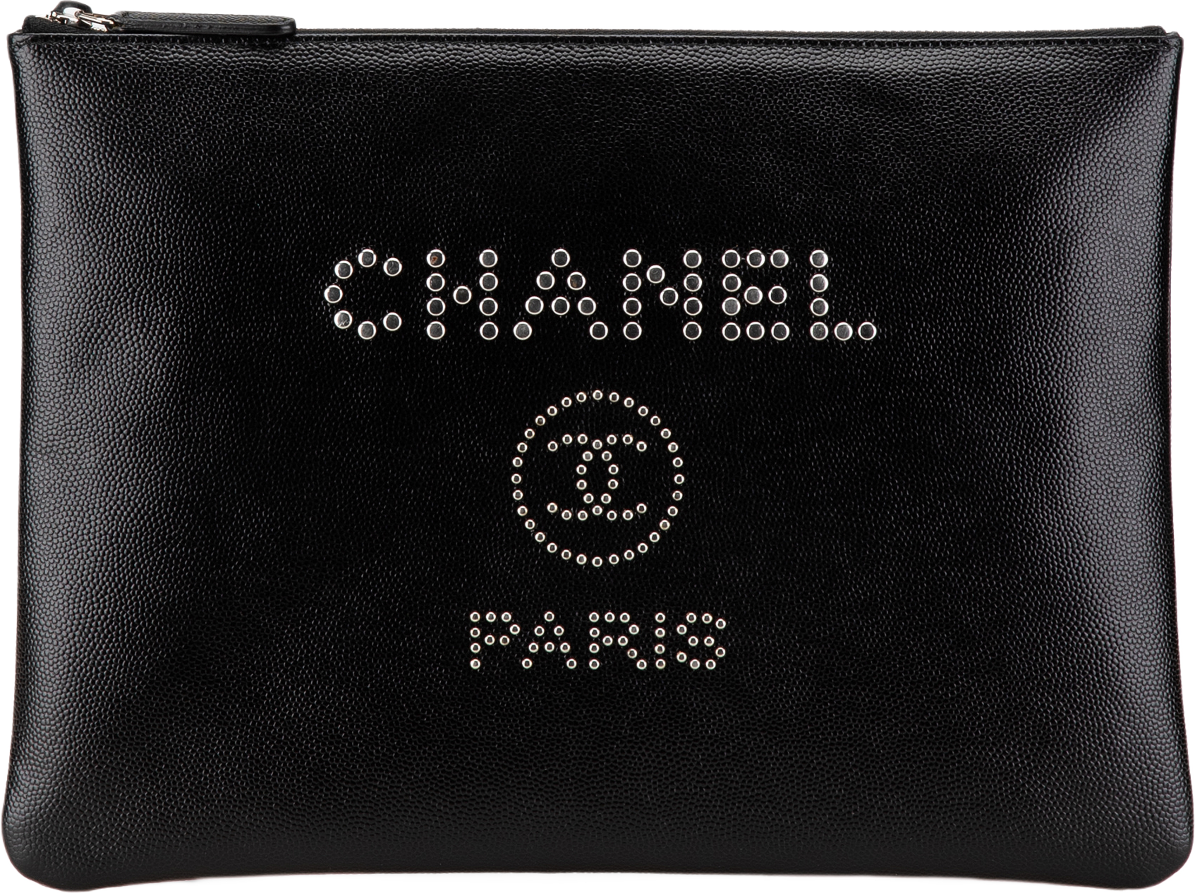 Chanel Medium Caviar Deauville Studded O Case Clutch, från Luxclusif, i färgen black. Klicka för att öppna bilden i stort format