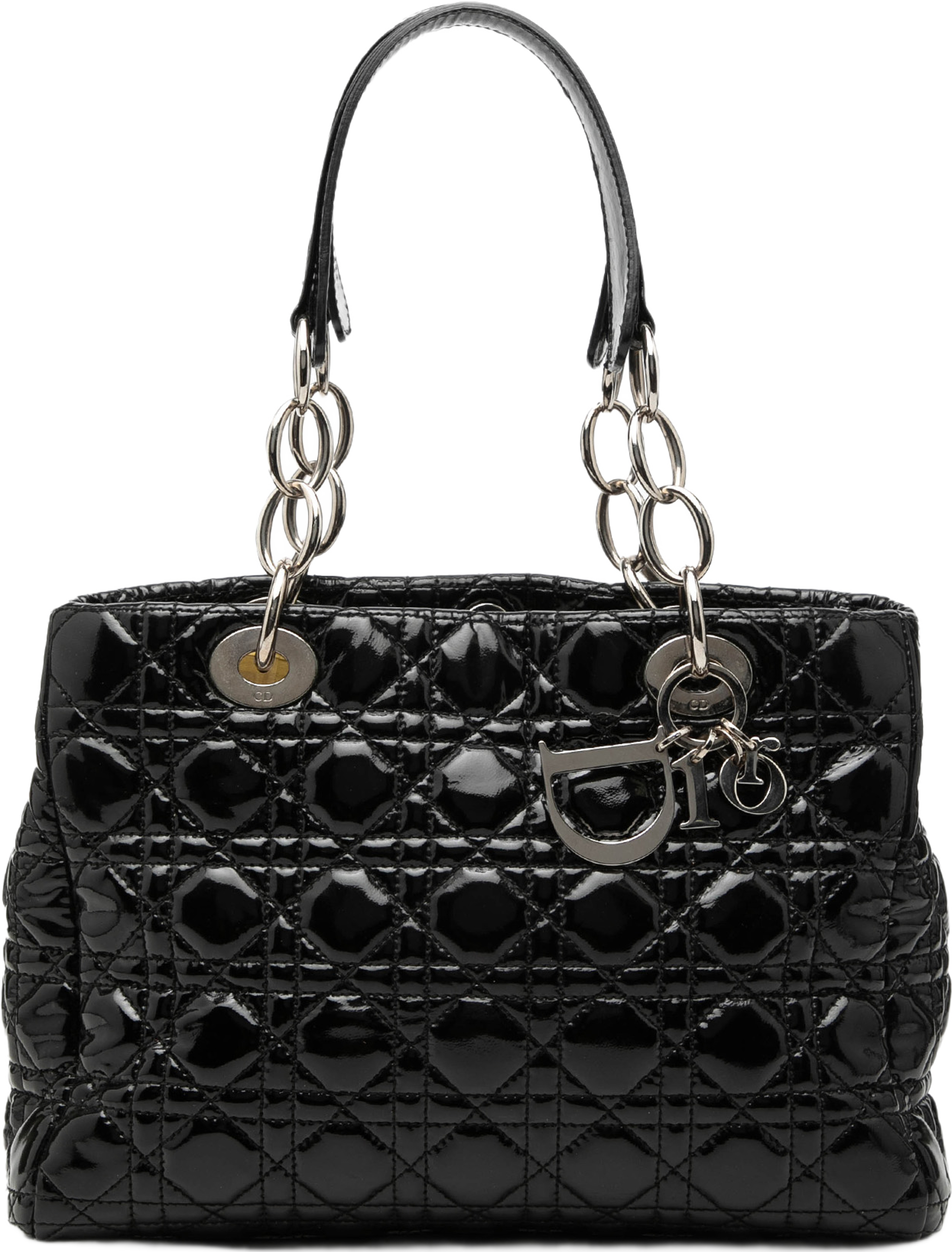 Dior Small Patent Cannage Soft Zipped Shopping Tote, från Luxclusif, i färgen black. Klicka för att öppna bilden i stort format