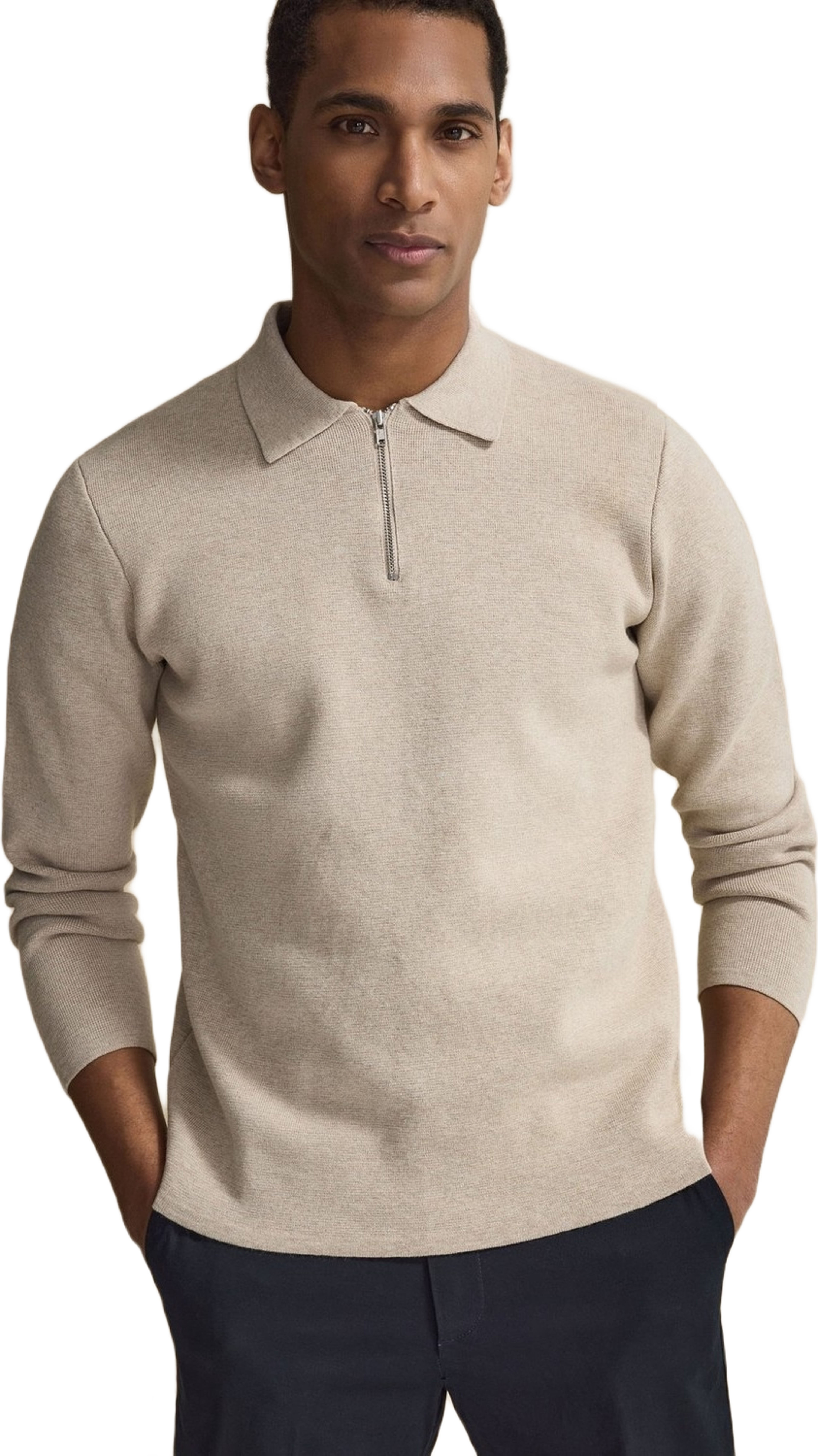 Cotton Plain Knitted Ls Half Zip (ilario)