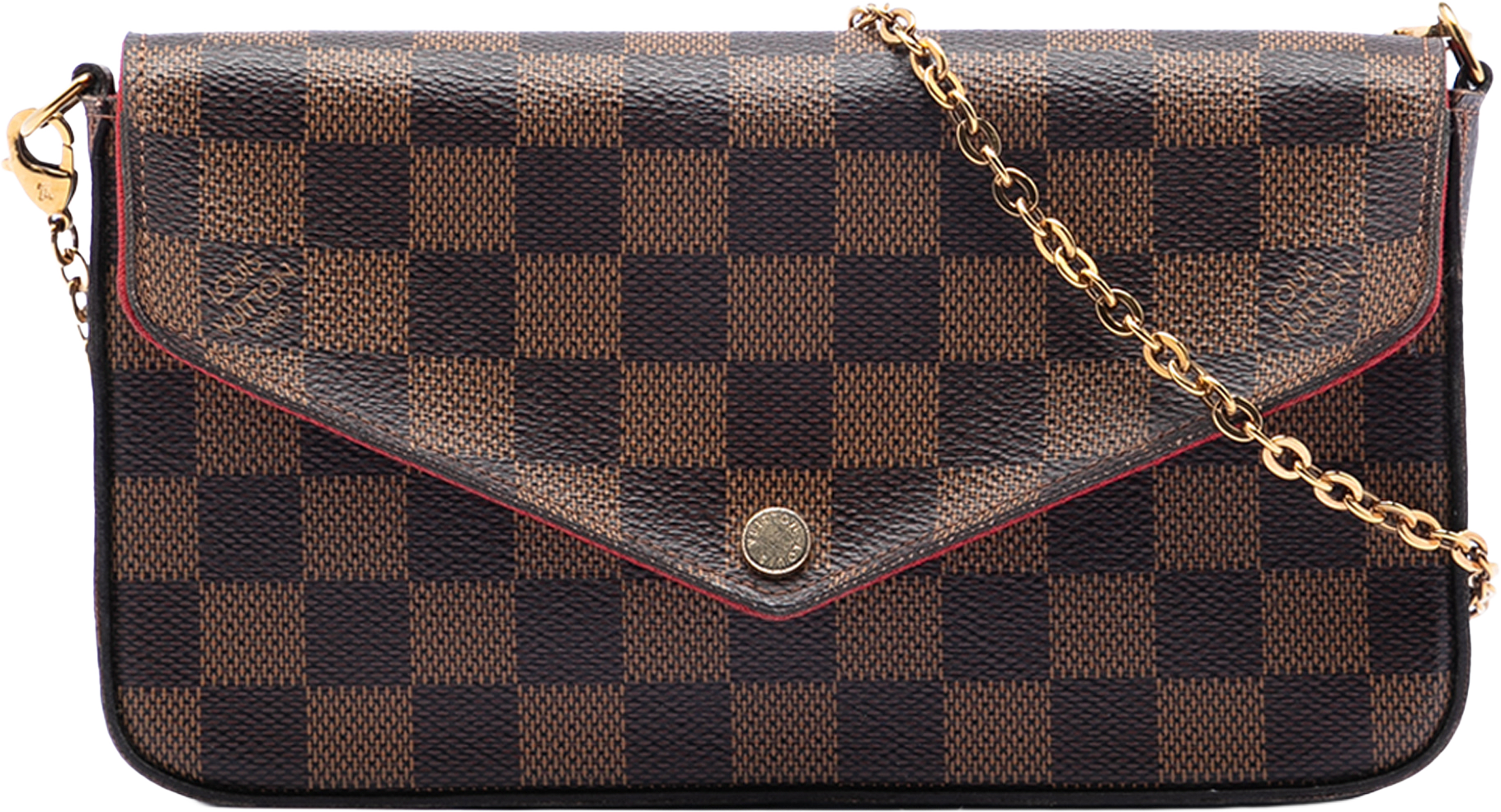 Louis Vuitton Damier Ebene Pochette Felicie, från Luxclusif, i färgen brown. Klicka för att öppna bilden i stort format