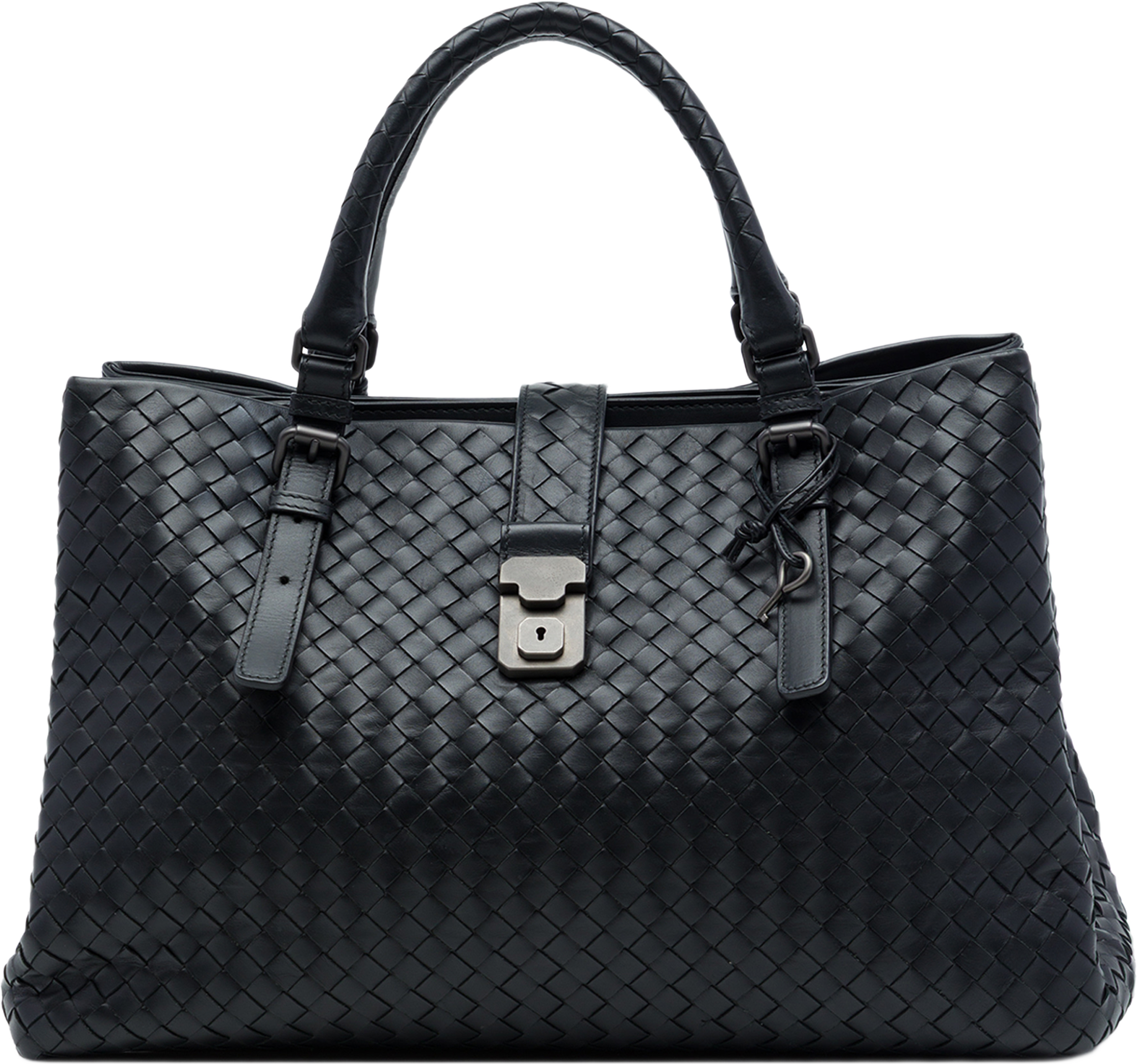Bottega Veneta Medium Nappa Intrecciato Roma Tote, från Luxclusif, i färgen svart. Klicka för att öppna bilden i stort format