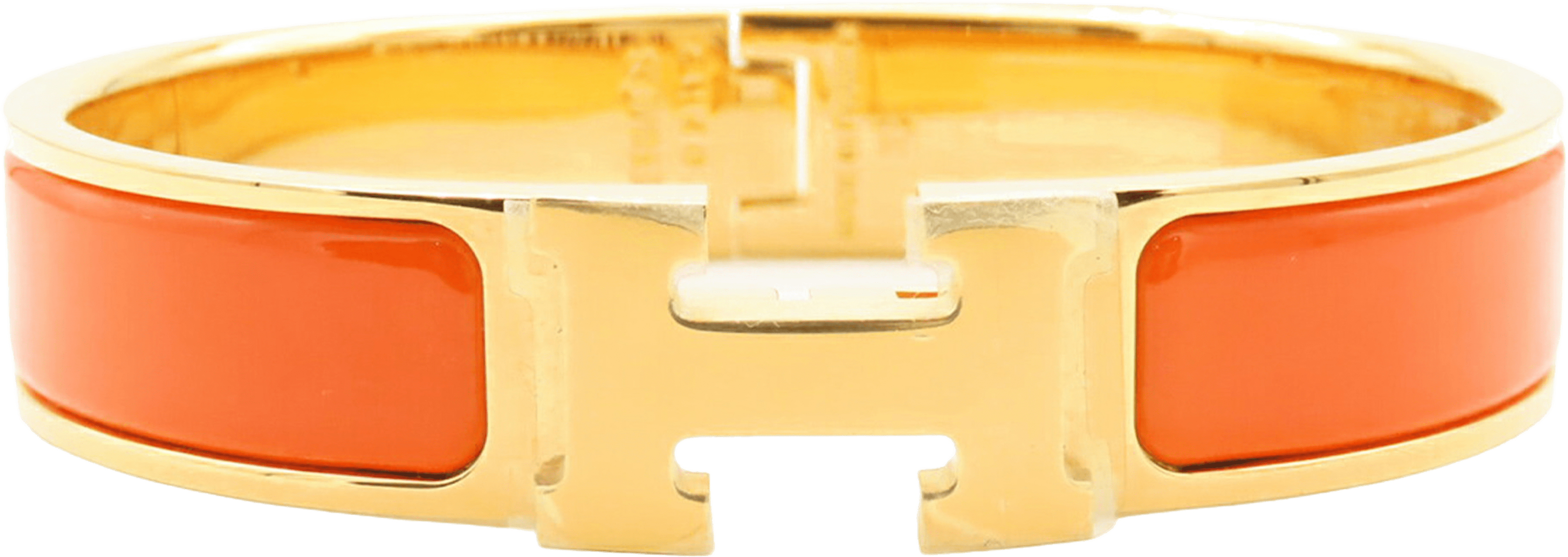 Hermès Enamel Clic H Bracelet Pm, från Luxclusif, i färgen orange. Klicka för att öppna bilden i stort format