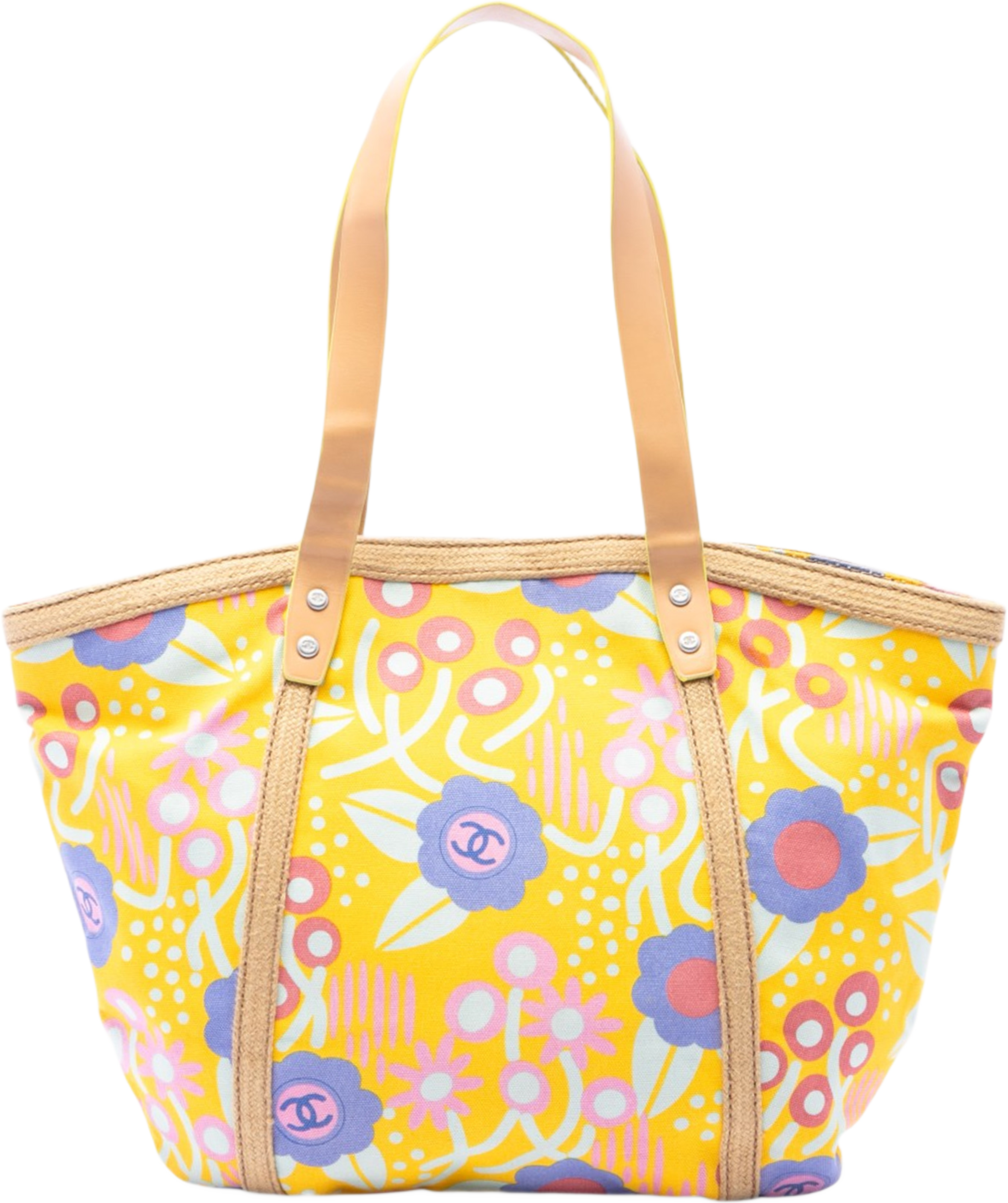 Chanel Cc Canvas High Summer Flower Tote, från Luxclusif, i färgen gul. Klicka för att öppna bilden i stort format