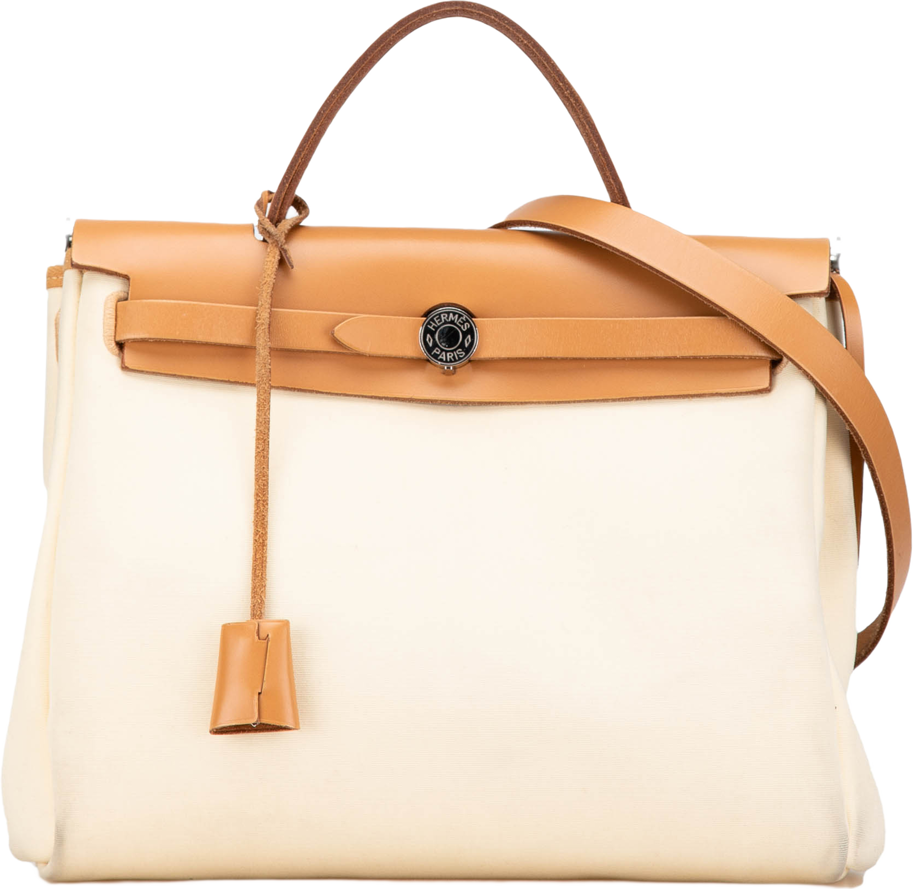 Hermès Toile Herbag Zip 31, från Luxclusif, i färgen beige. Klicka för att öppna bilden i stort format