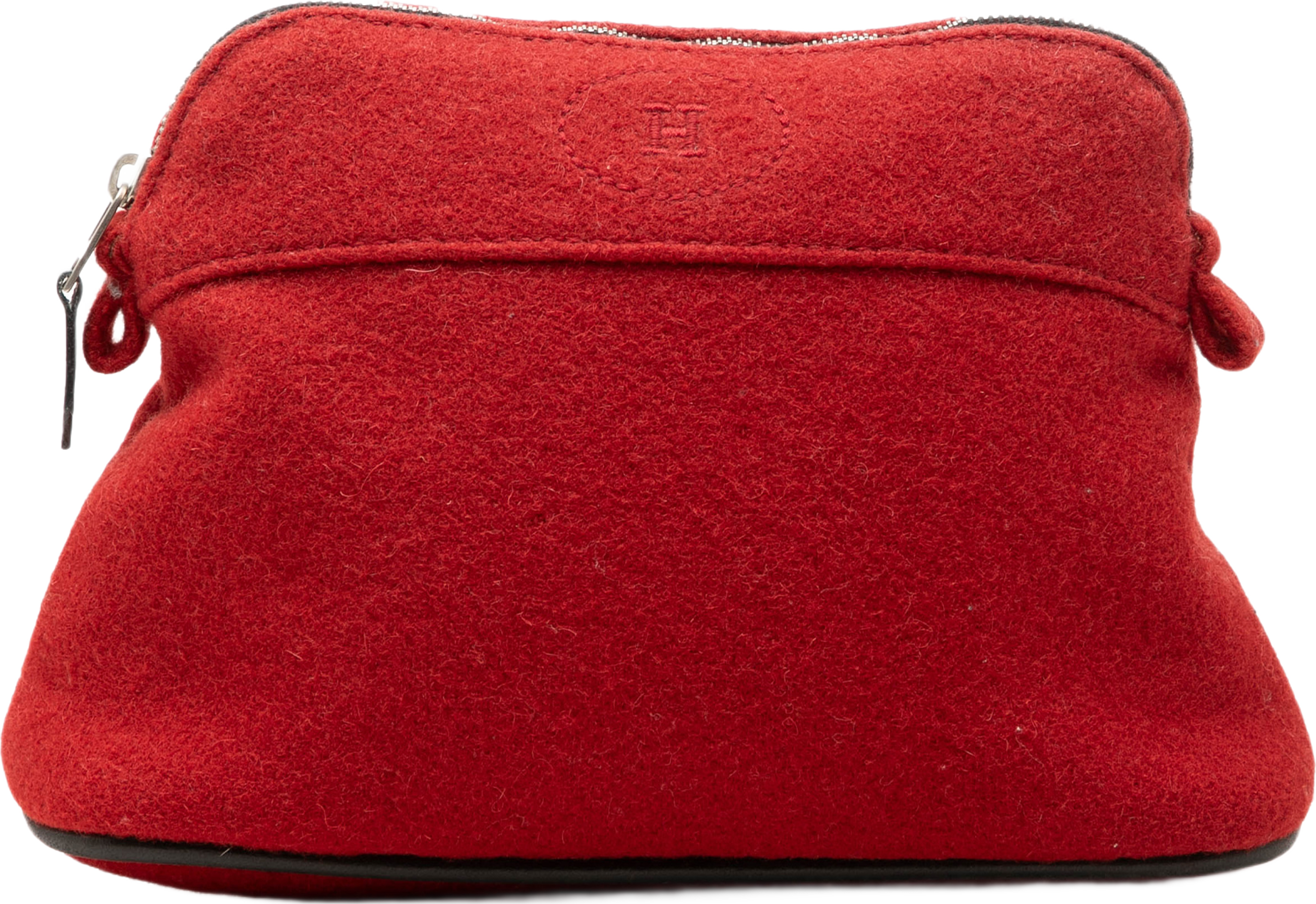Hermès Wool Bolide Pouch, från Luxclusif, i färgen röd. Klicka för att öppna bilden i stort format