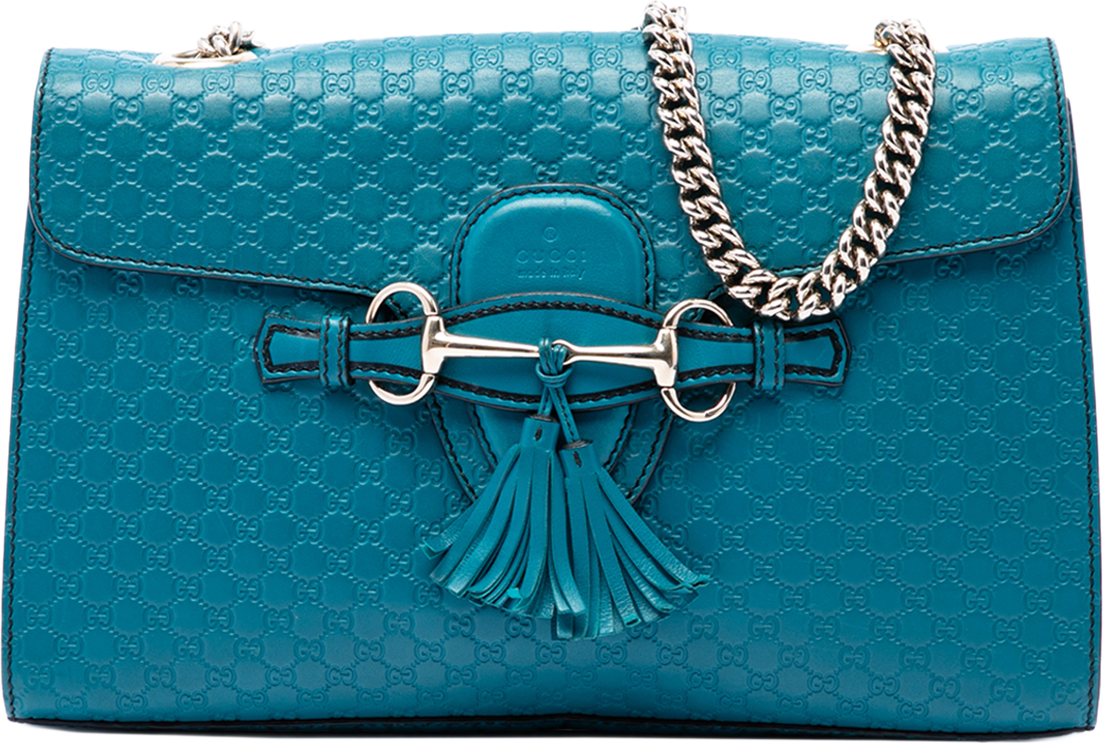 Gucci Medium Microguccissima Emily Shoulder Bag, från Luxclusif, i färgen blå. Klicka för att öppna bilden i stort format