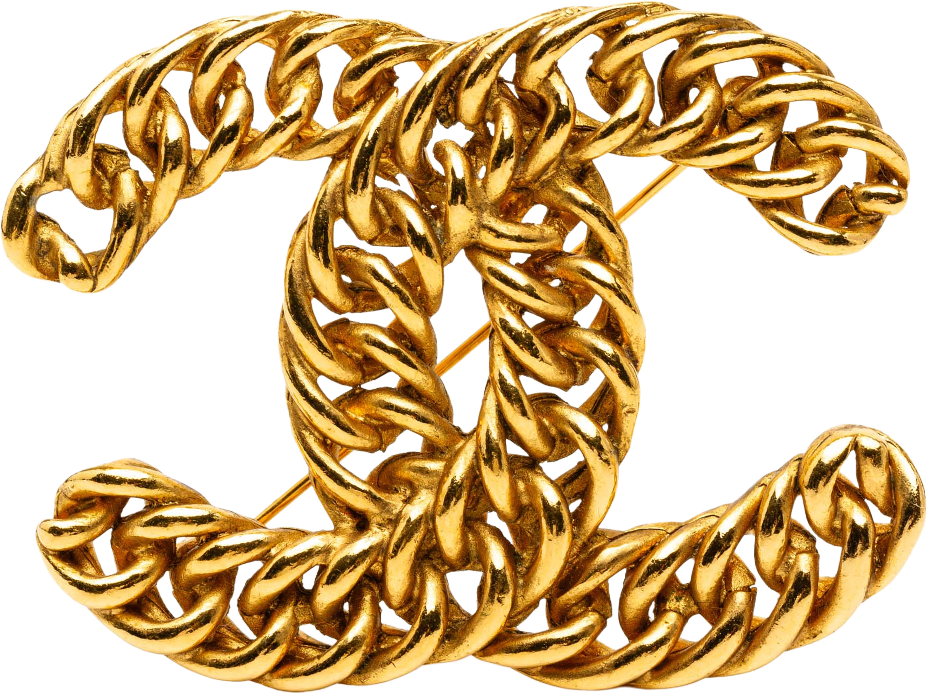 Chanel Gold Plated Cc Chain Brooch, från Luxclusif, i färgen gold. Klicka för att öppna bilden i stort format