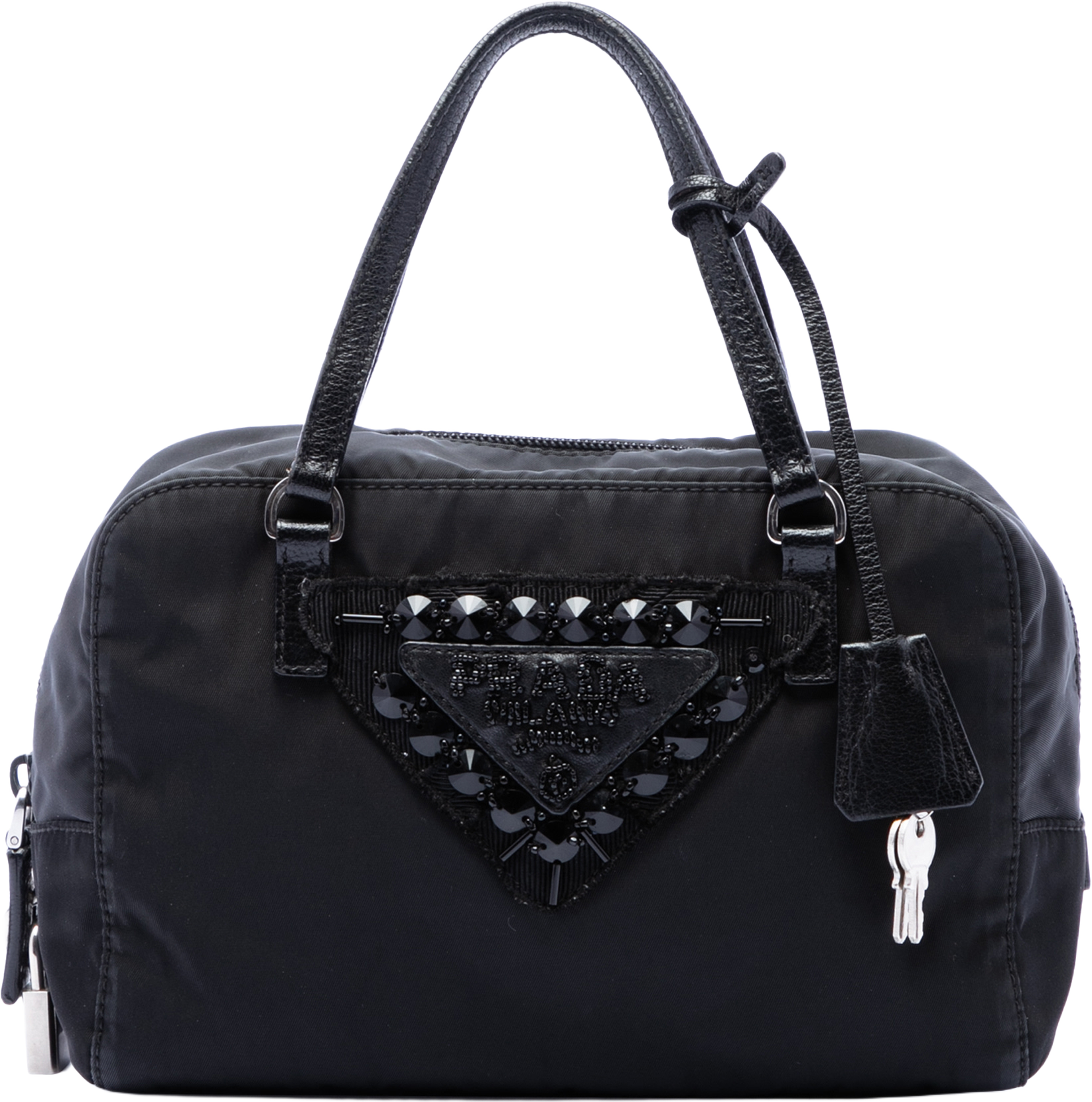 Prada Tessuto Beaded Handbag, från Luxclusif, i färgen black. Klicka för att öppna bilden i stort format