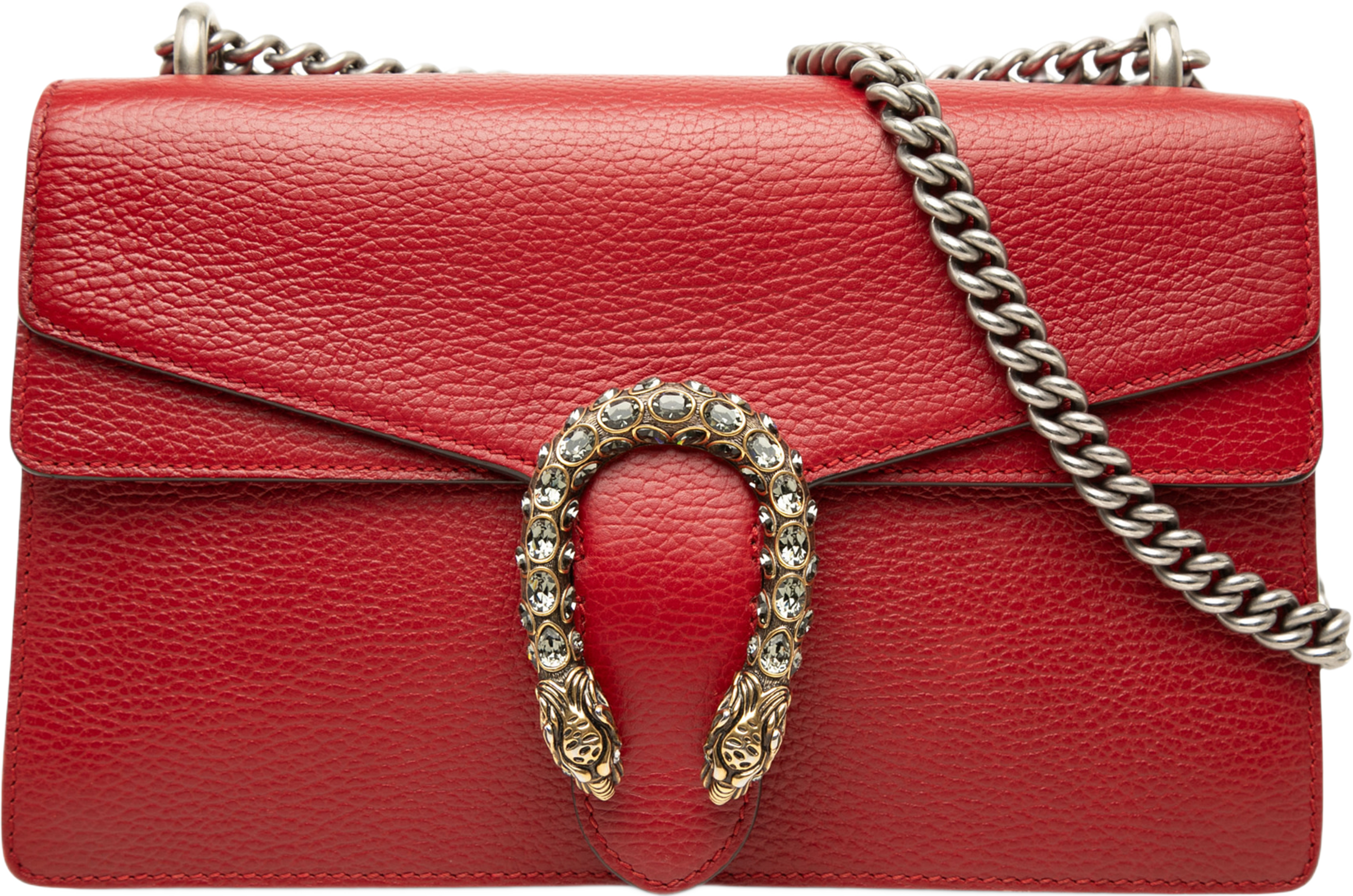 Gucci Medium Calfskin Dionysus Shoulder Bag, från Luxclusif, i färgen röd. Klicka för att öppna bilden i stort format