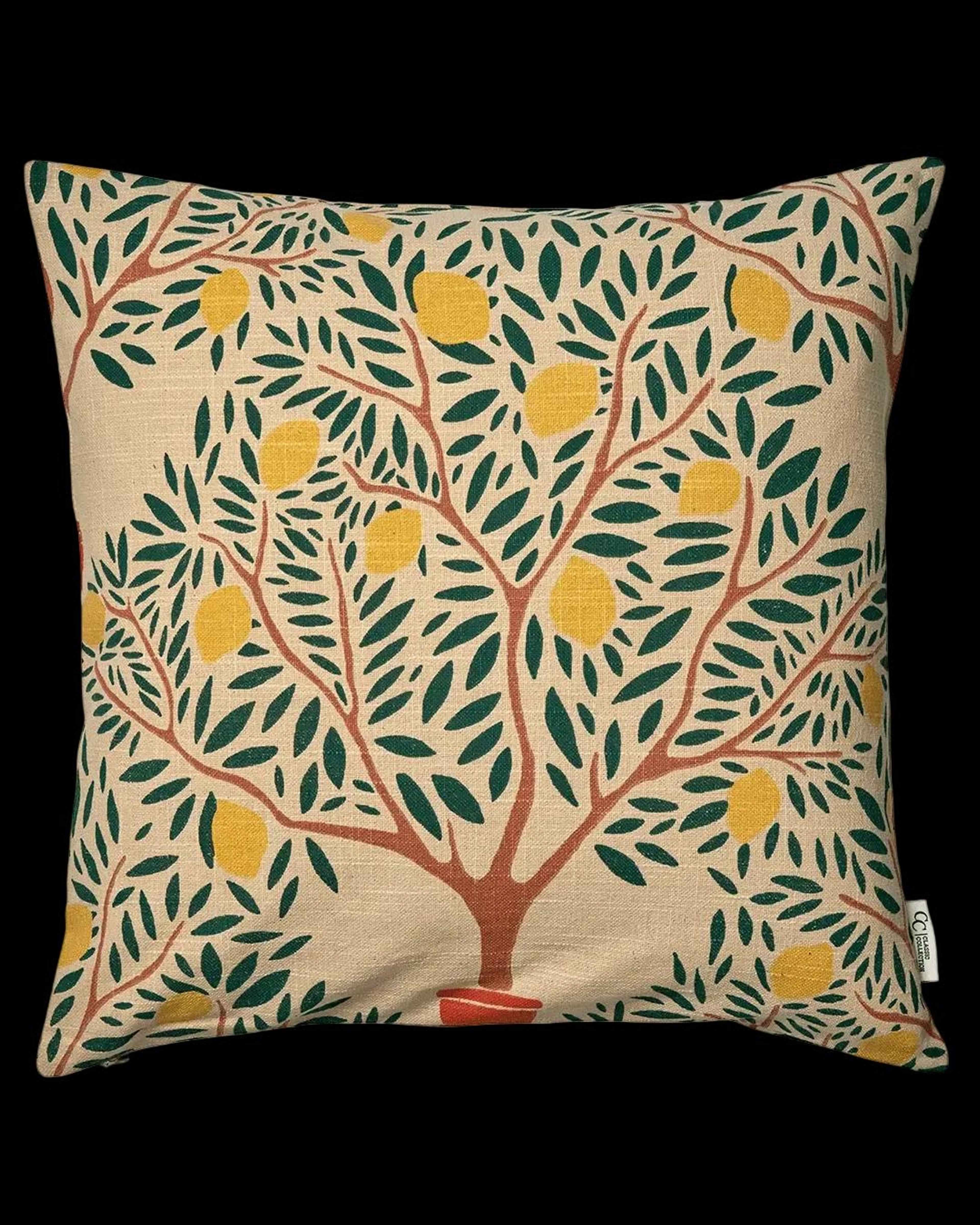 Kuddfodral Lemon Garden, från Classic Collection, i färgen mörkgrön. Klicka för att öppna bilden i stort format