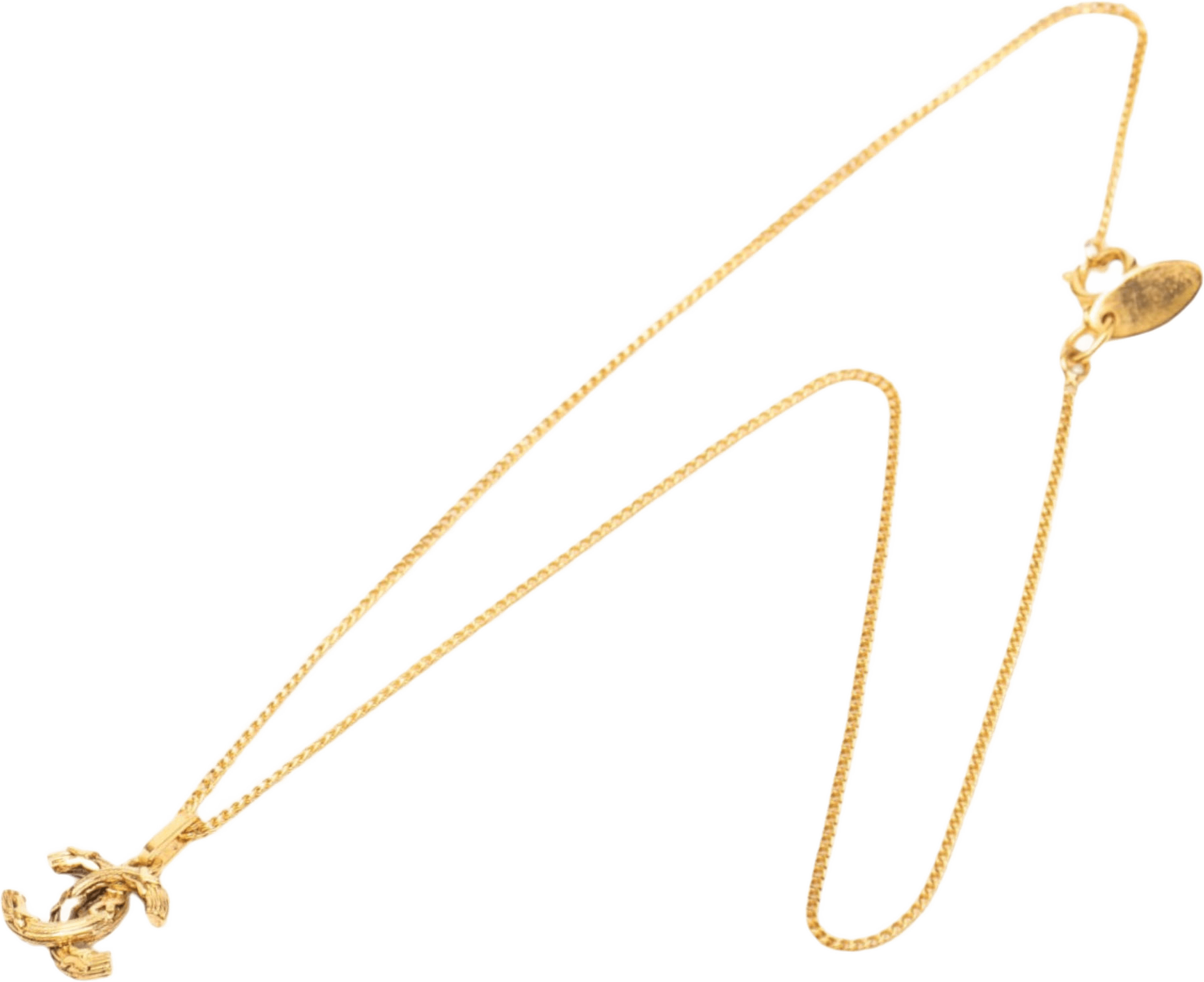 Chanel Gold Plated Cc Pendant Necklace, från Luxclusif, i färgen gold. Klicka för att öppna bilden i stort format