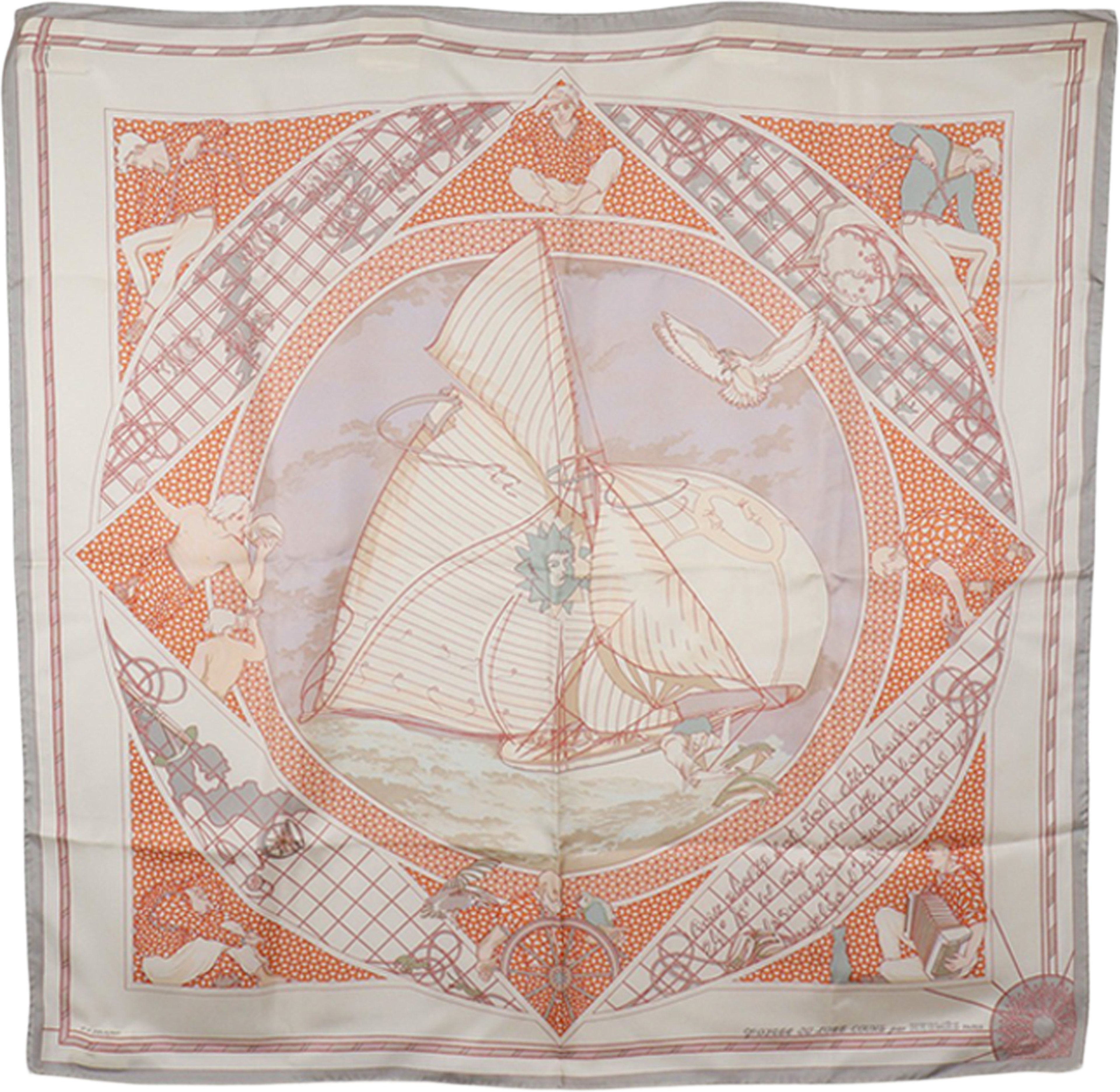 Hermès Voyage Au Long Cours Silk Scarf 90, från Luxclusif, i färgen off white. Klicka för att öppna bilden i stort format