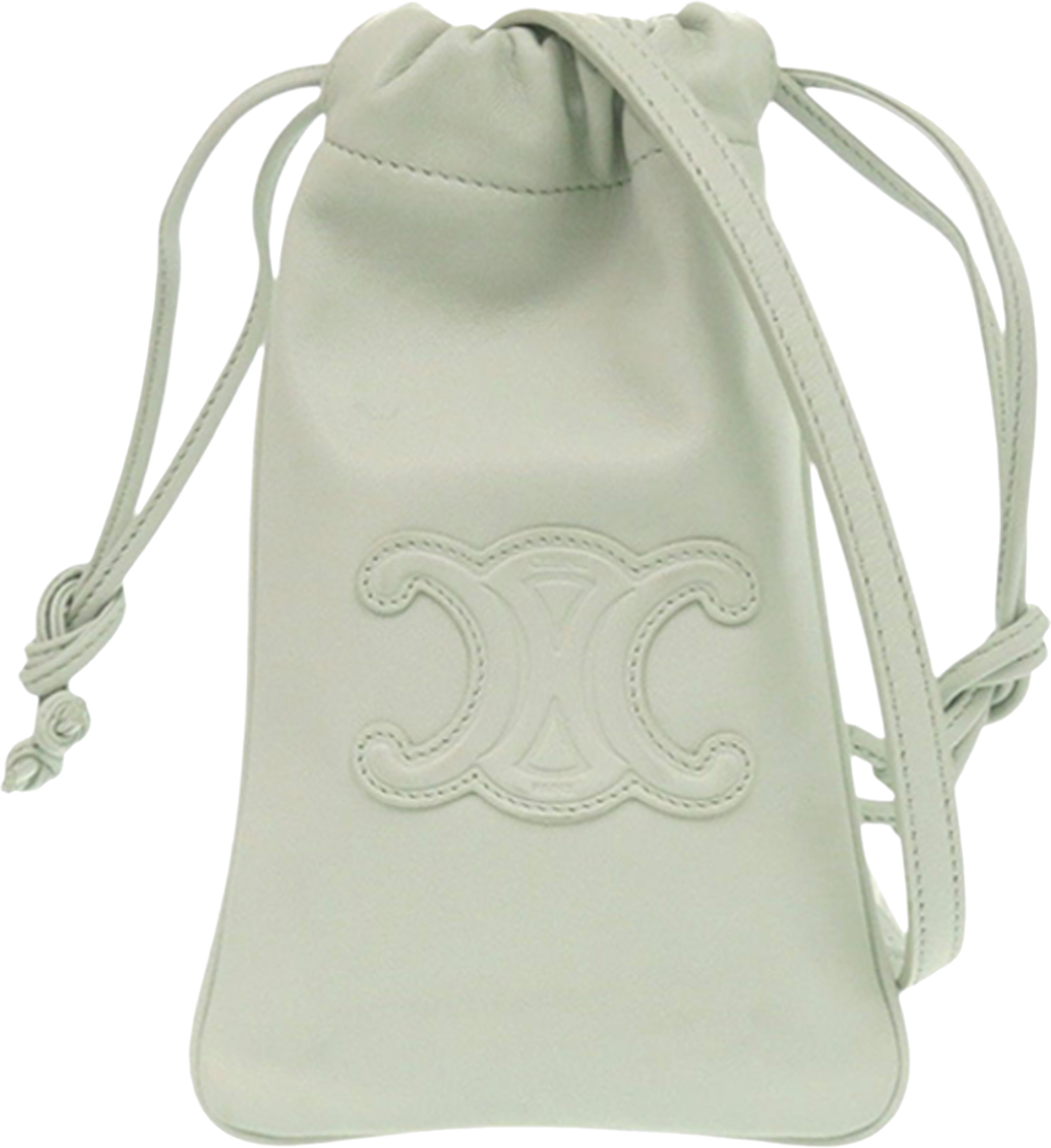 Celine Calfskin Cuir Triomphe Phone Pouch, från Luxclusif, i färgen mint. Klicka för att öppna bilden i stort format