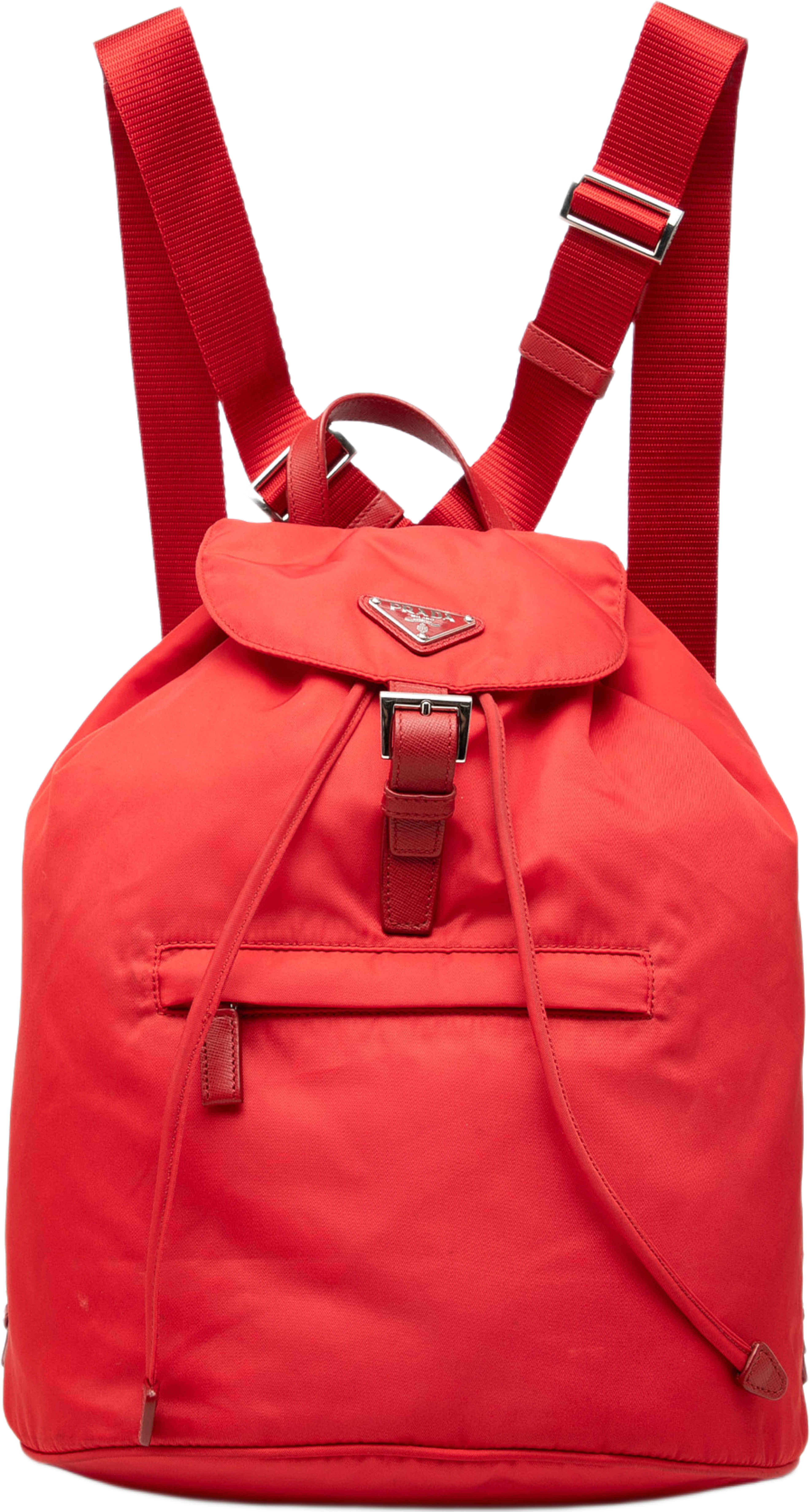 Prada Tessuto Backpack, från Luxclusif, i färgen röd. Klicka för att öppna bilden i stort format