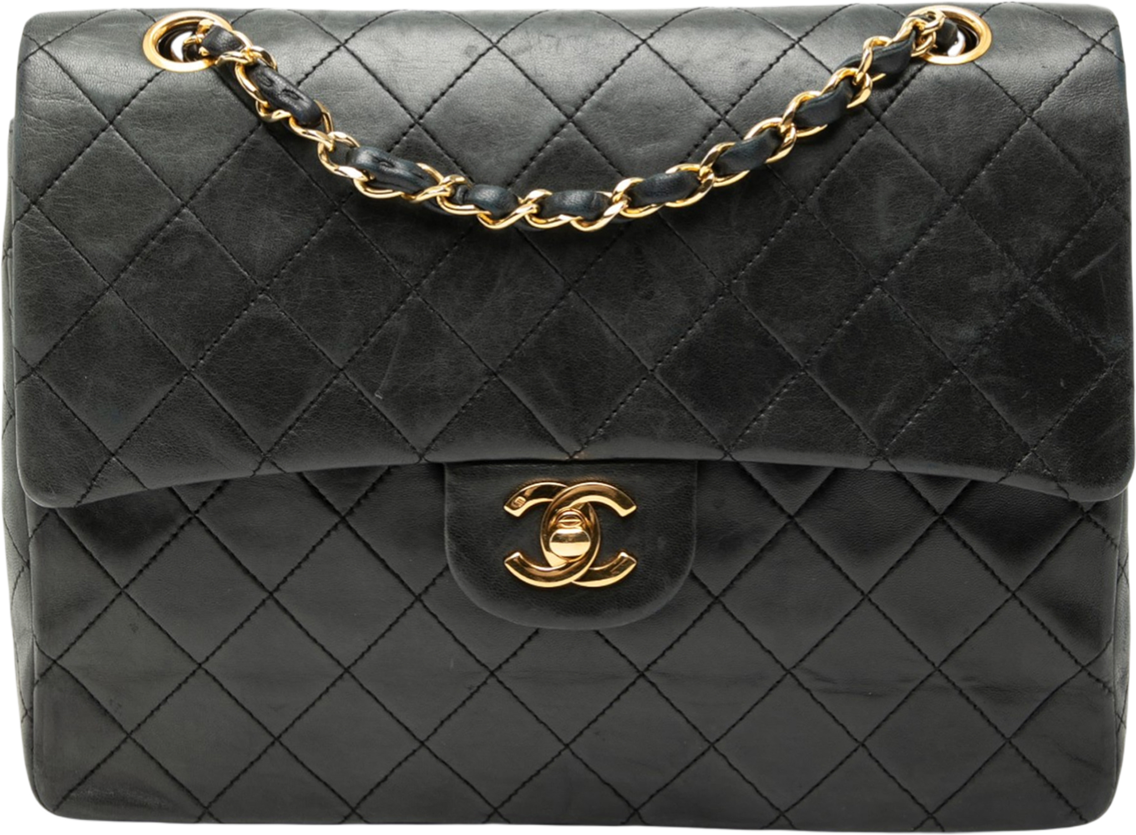 Chanel Medium Tall Classic Lambskin Double Flap, från Luxclusif, i färgen black. Klicka för att öppna bilden i stort format