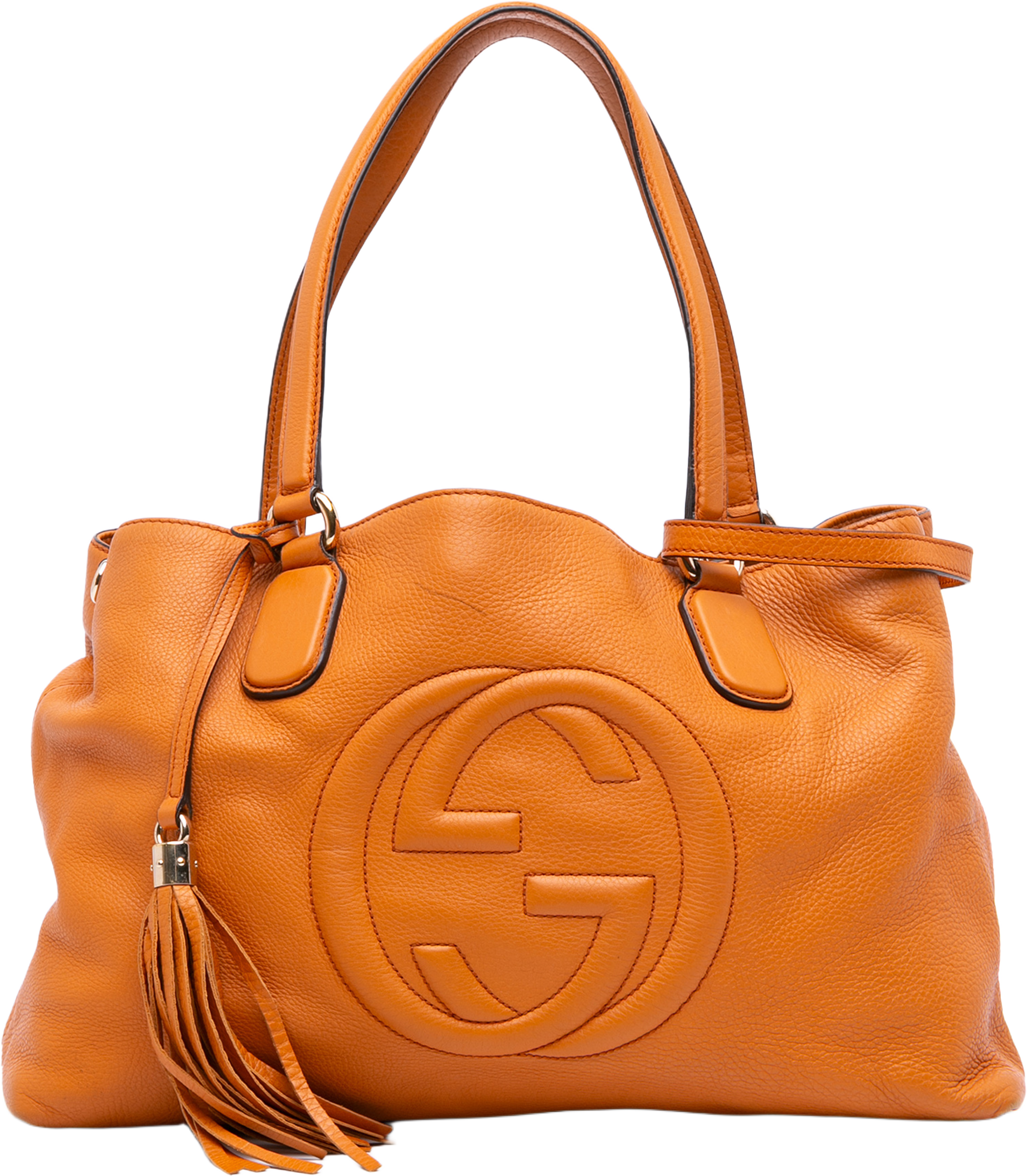 Gucci Medium Leather Soho Working Satchel, från Luxclusif, i färgen orange. Klicka för att öppna bilden i stort format