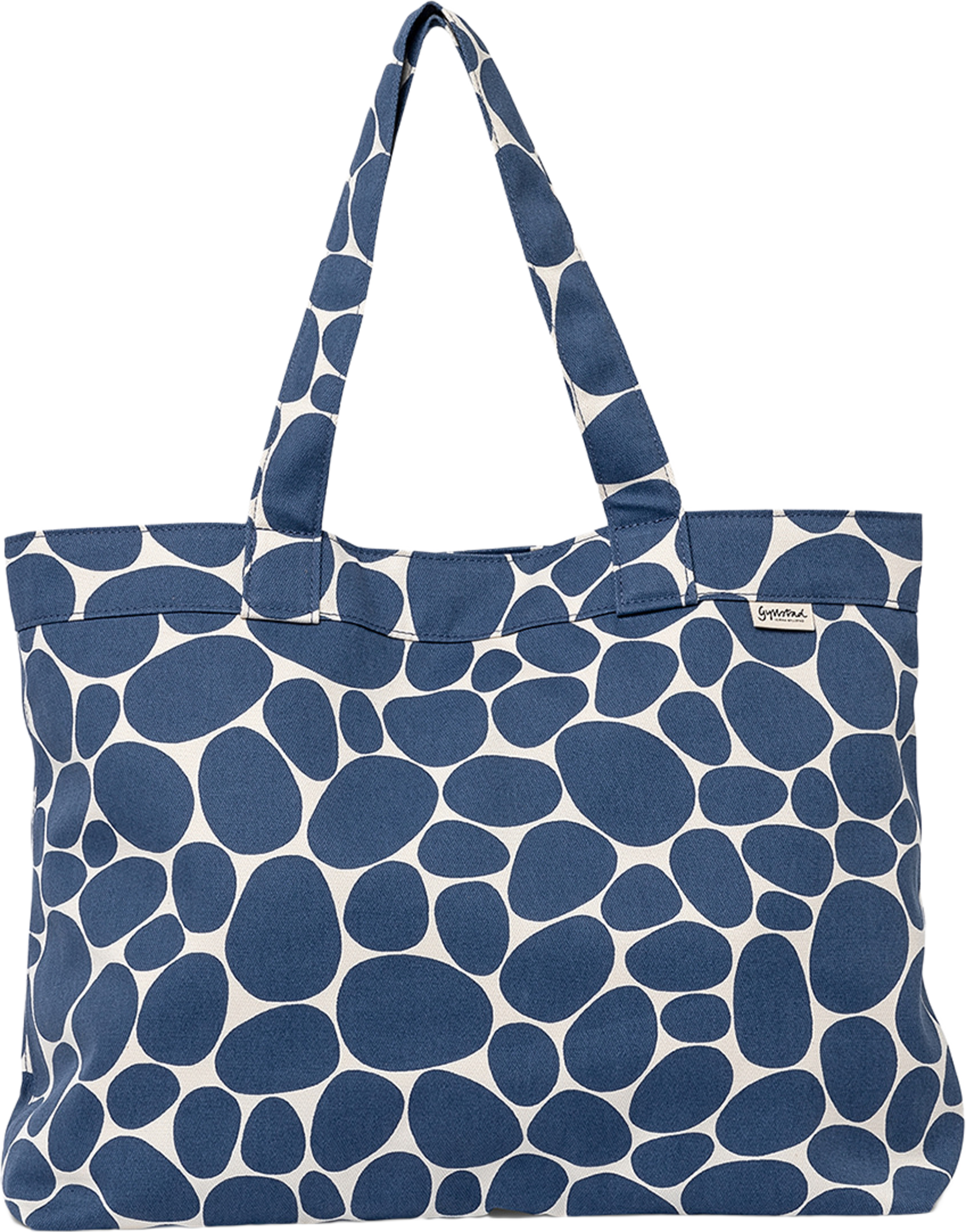 Fanny Tote Stenar, från Gyllstad, i färgen blå på vit. Klicka för att öppna bilden i stort format