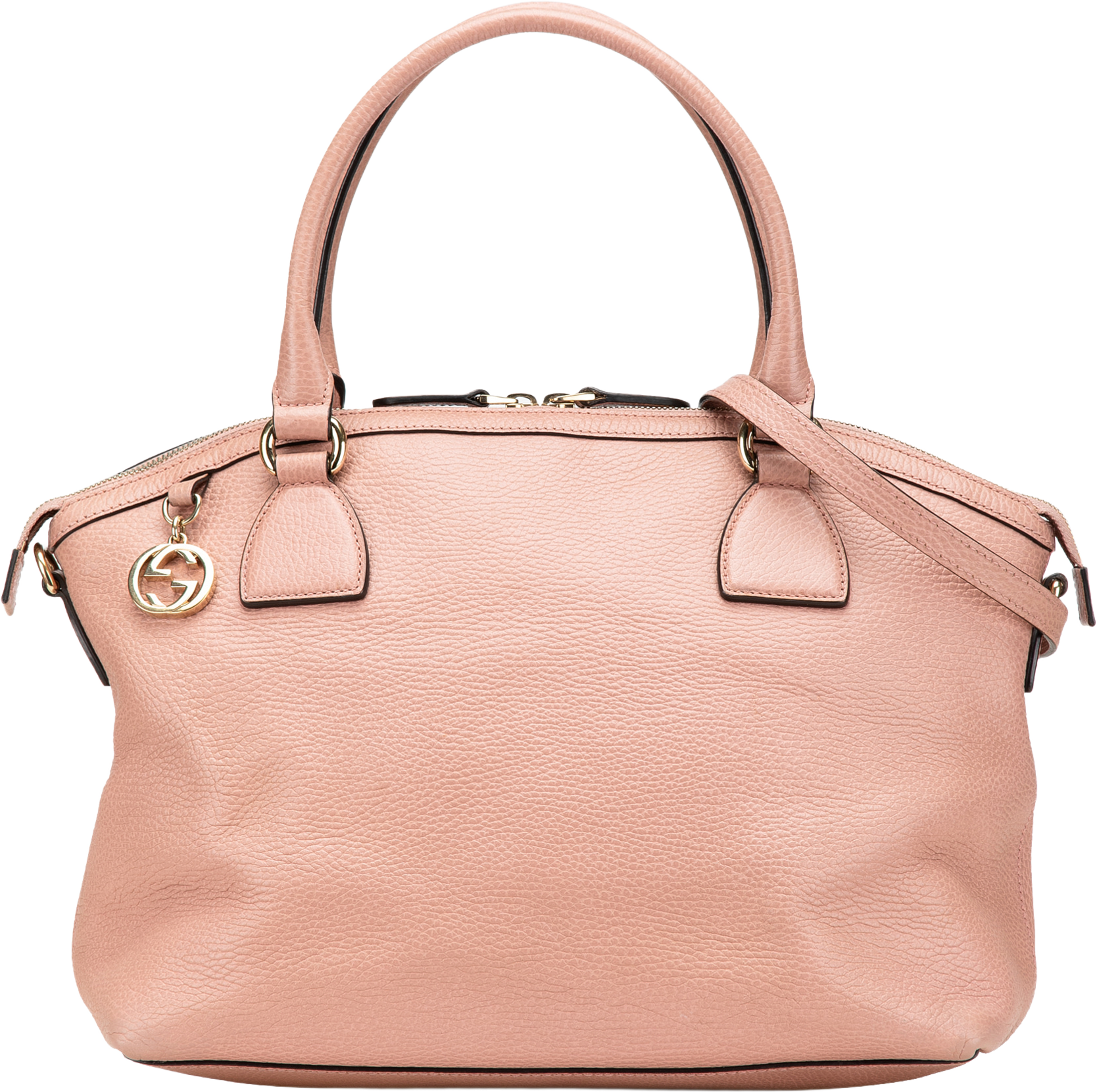 Gucci Medium Leather Gg Charm Dome Satchel, från Luxclusif, i färgen pink. Klicka för att öppna bilden i stort format