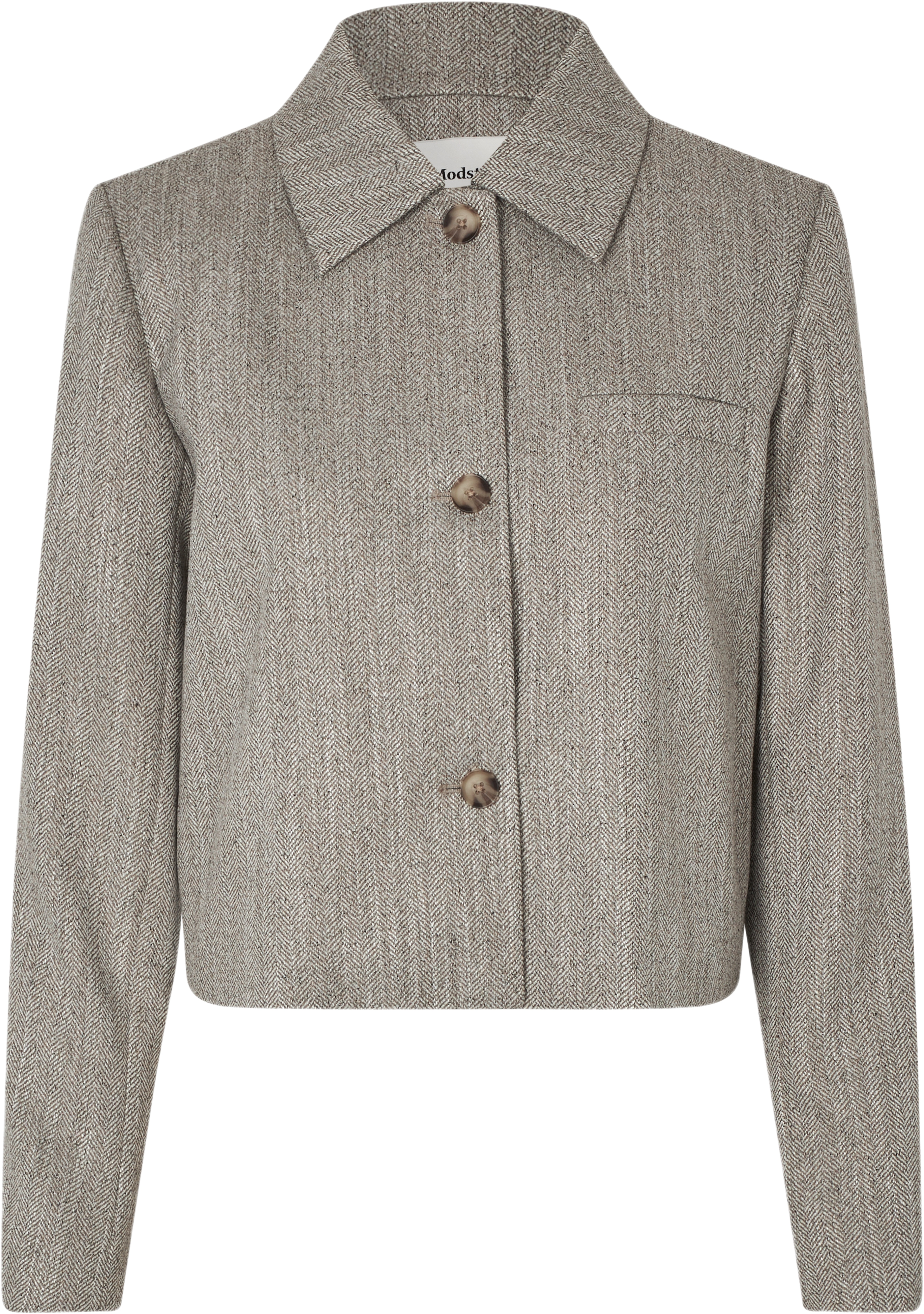 Popemd Jacket, från Modström, i färgen herringbone speckle.