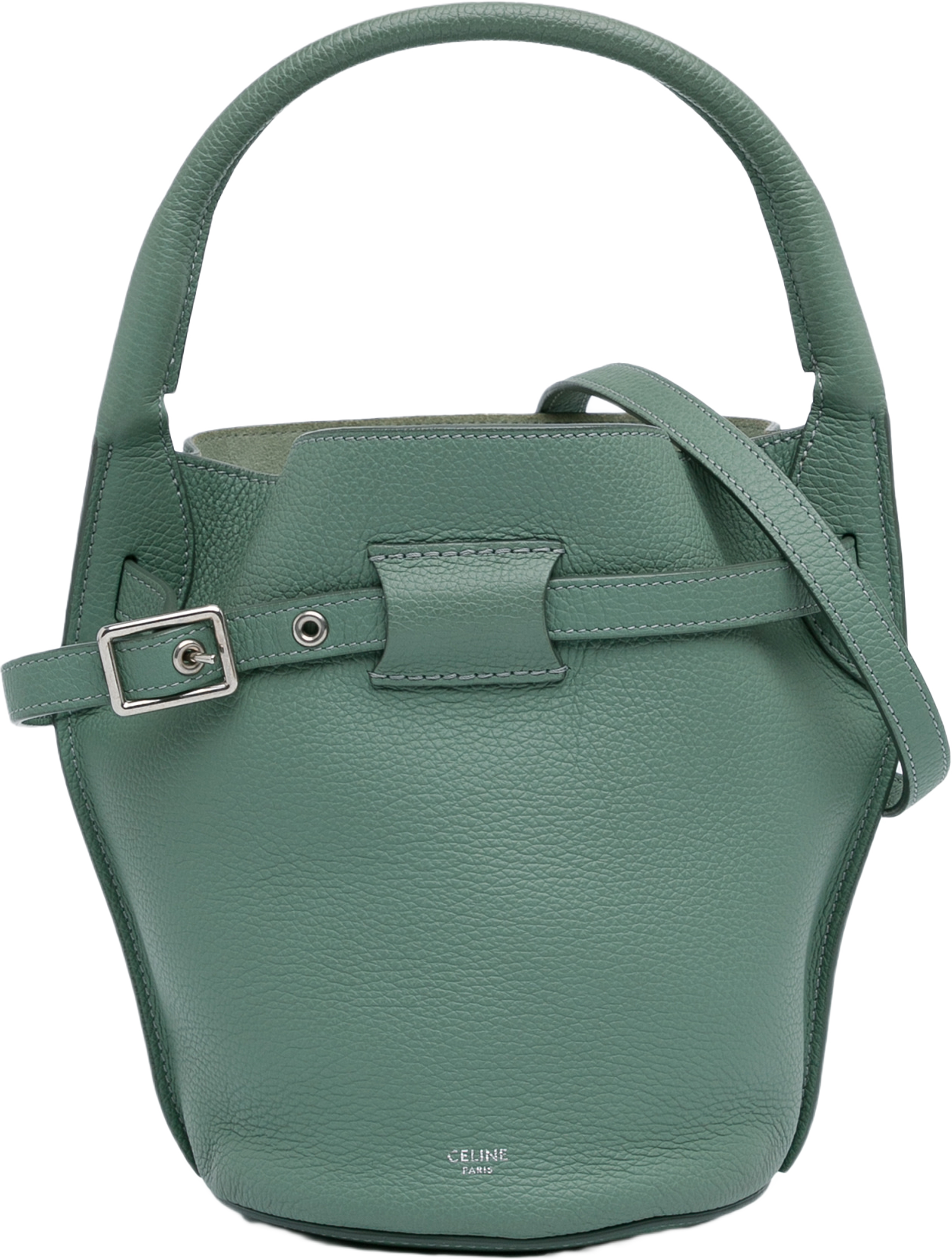 Celine Nano Big Bucket Bag, från Luxclusif, i färgen green. Klicka för att öppna bilden i stort format