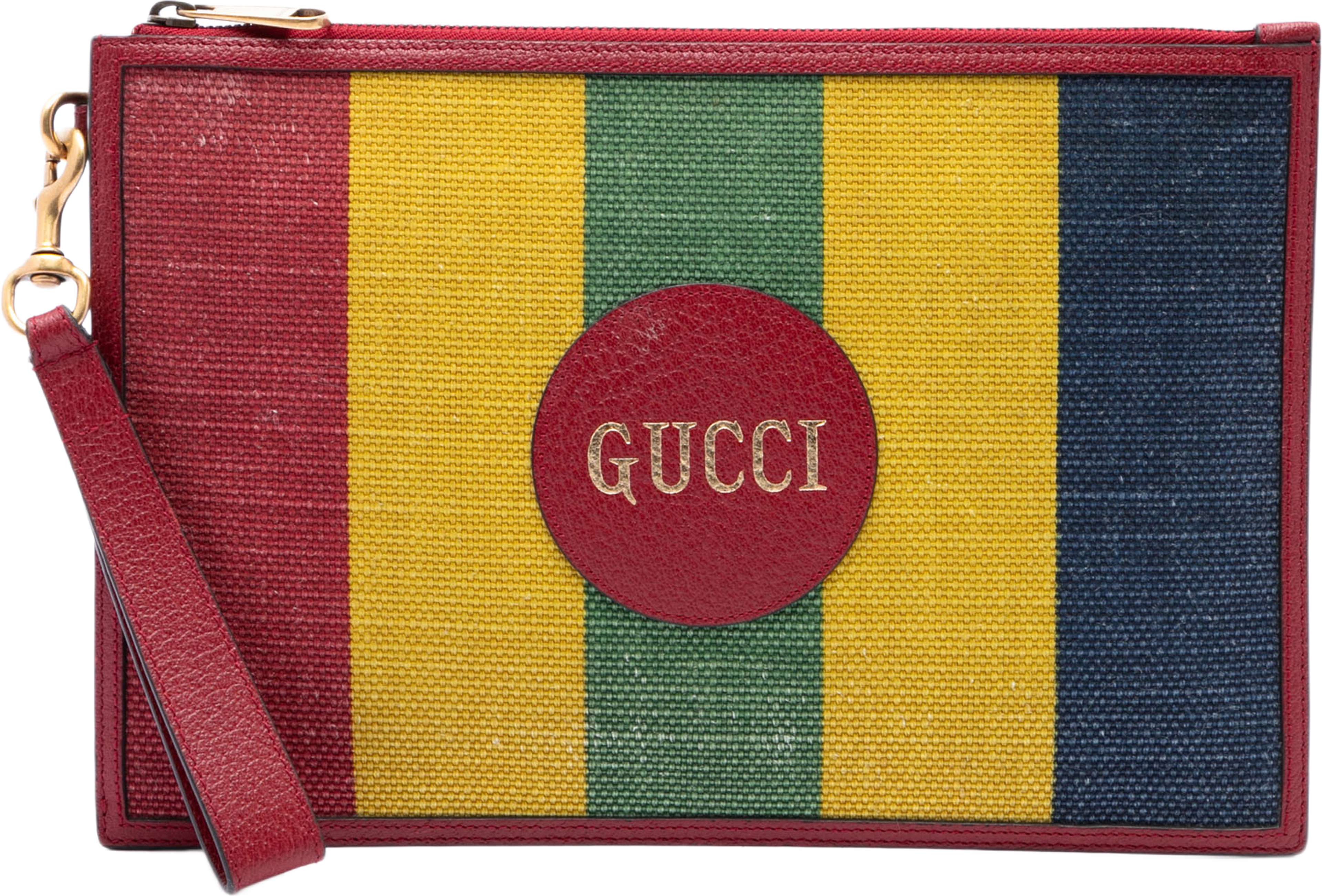 Gucci Baiadera Canvas Striped Clutch, från Luxclusif, i färgen flerfärgad. Klicka för att öppna bilden i stort format