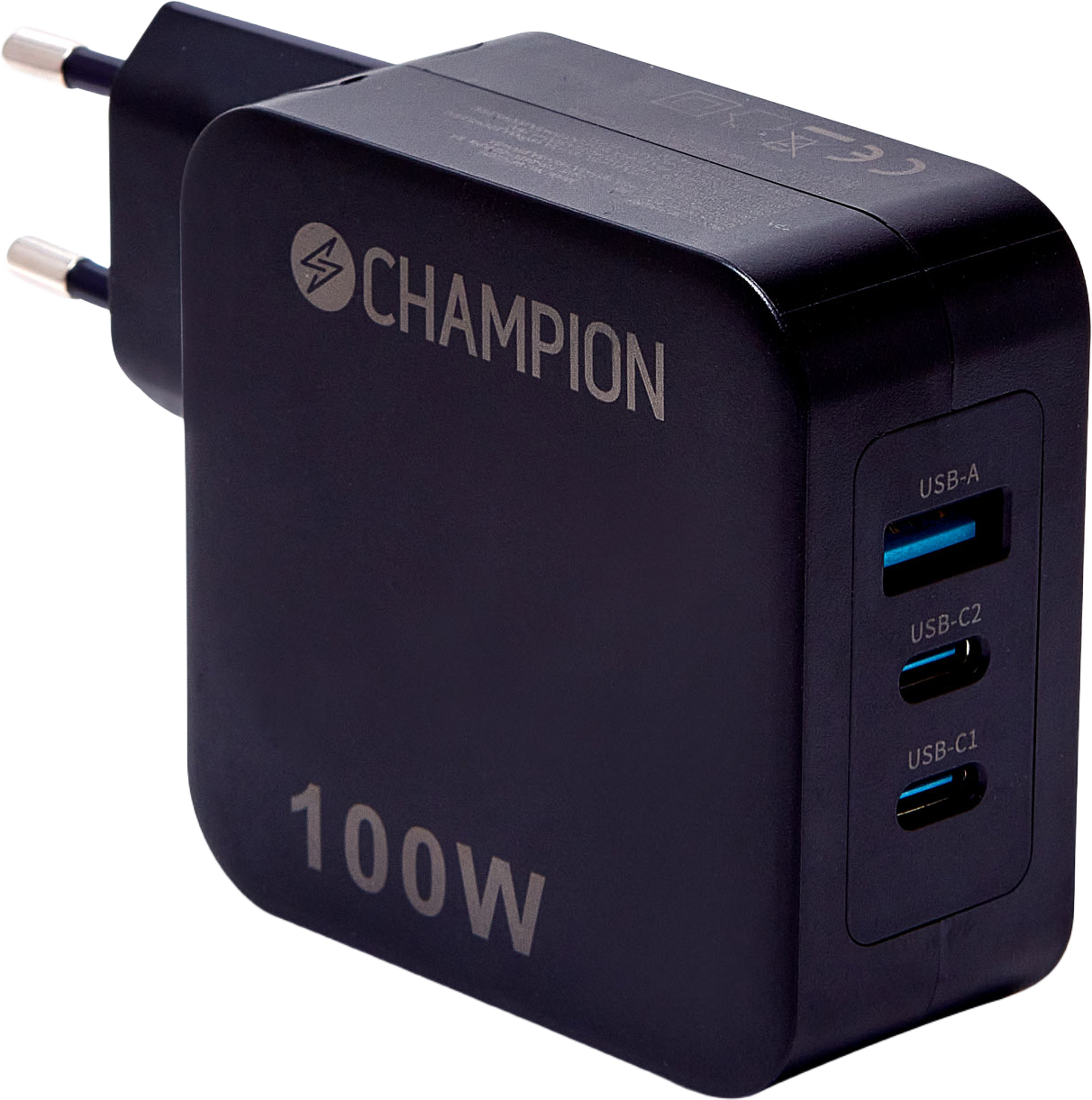 Laddare 100w Pd / Qc, från Champion Nordic, i färgen svart. Klicka för att öppna bilden i stort format