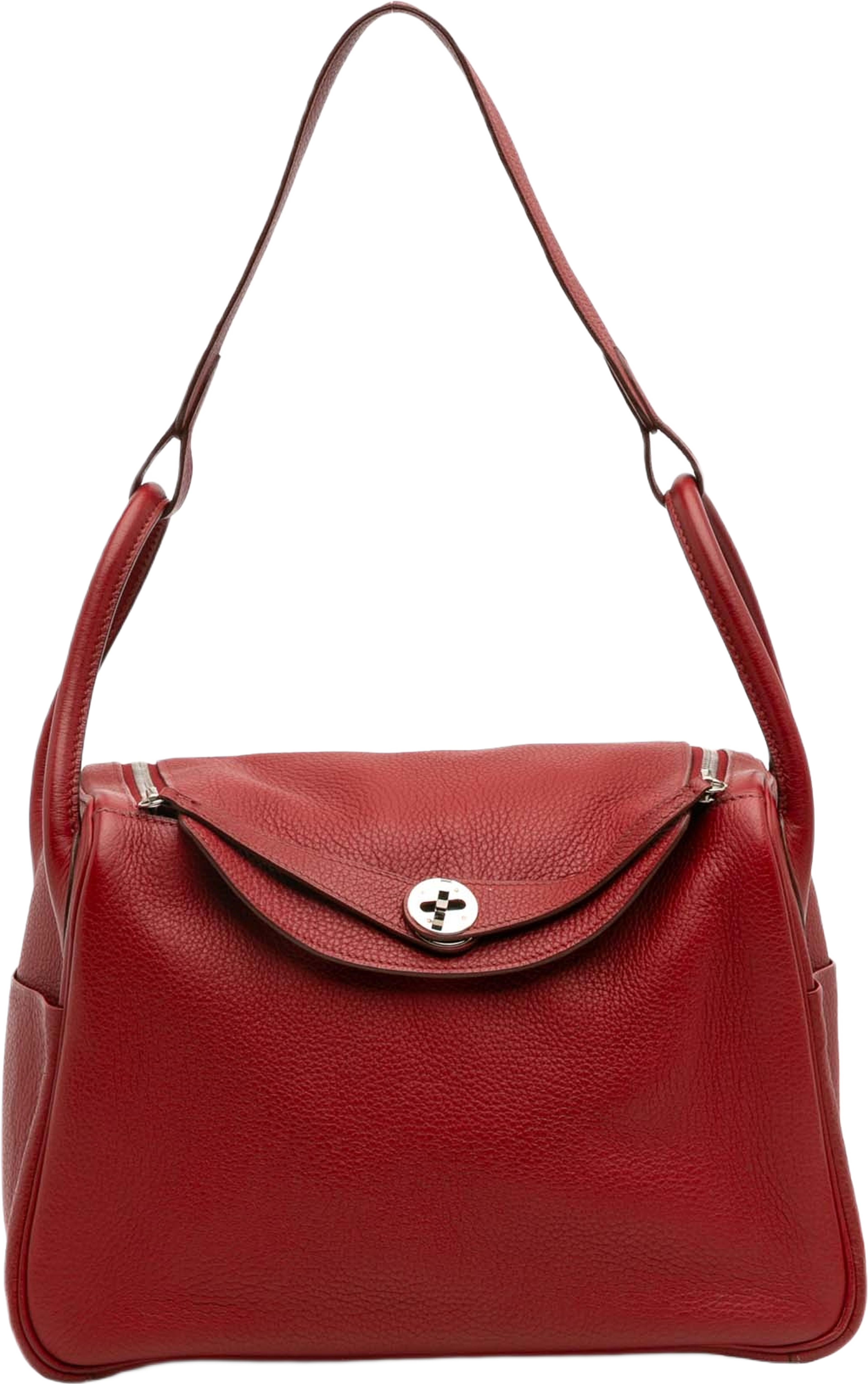 Hermès Clemence Lindy 30, från Luxclusif, i färgen red.