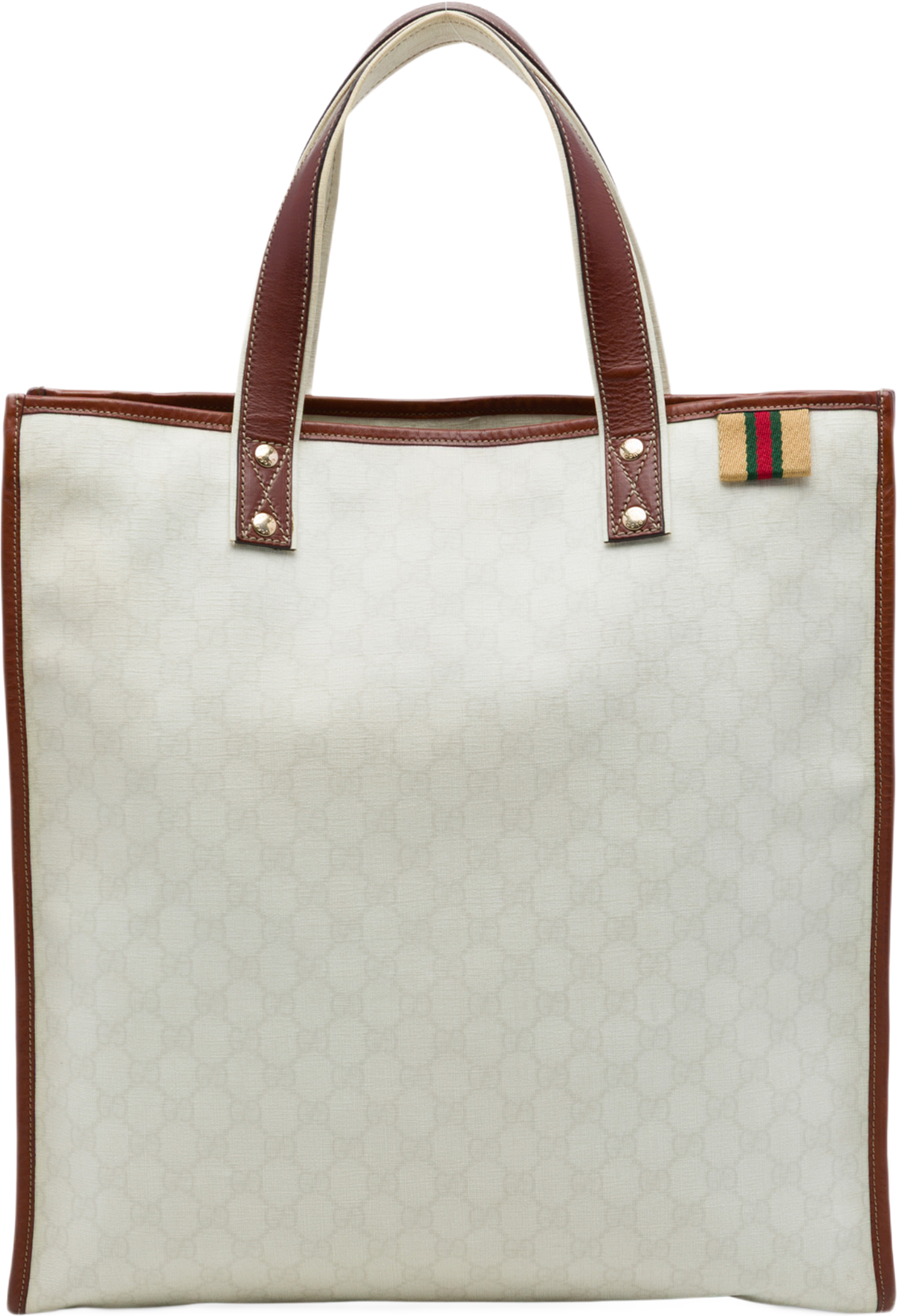 Gucci Gg Supreme Web Tote, från Luxclusif, i färgen brun. Klicka för att öppna bilden i stort format