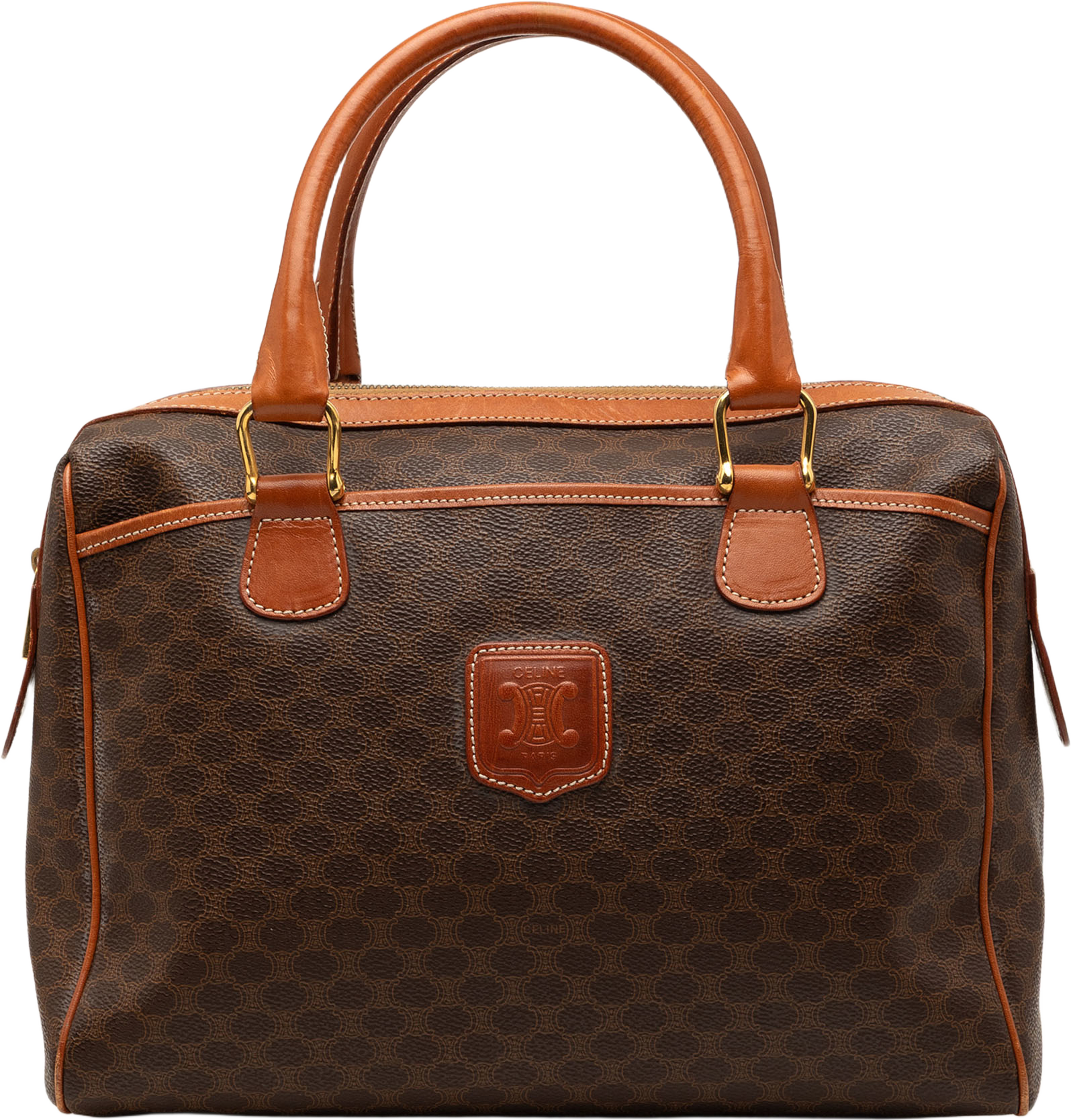 Celine Macadam Coated Canvas Handbag, från Luxclusif, i färgen brown. Klicka för att öppna bilden i stort format