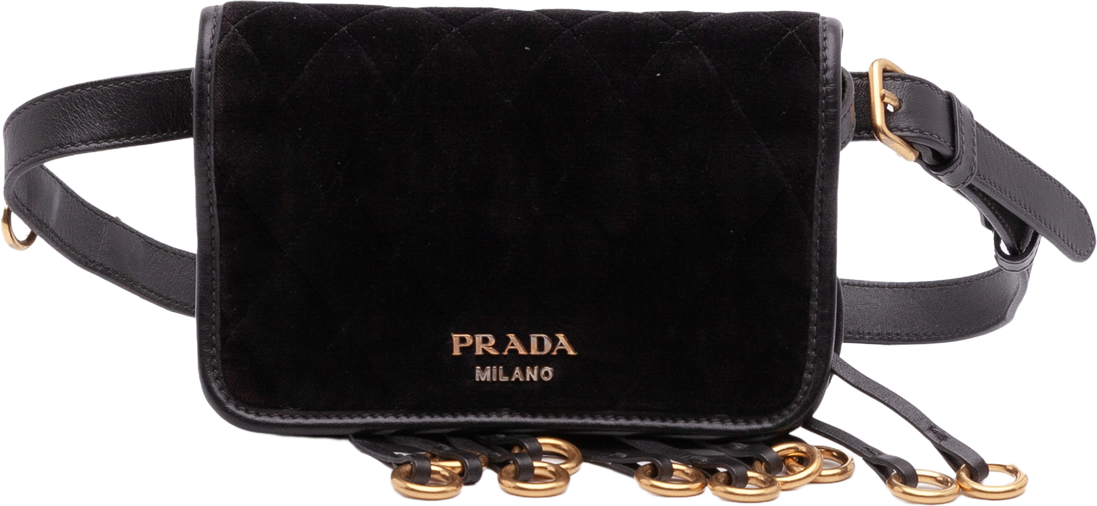 Prada Impuntu Velluto Corsaire Convertible Belt Bag, från Luxclusif, i färgen black. Klicka för att öppna bilden i stort format