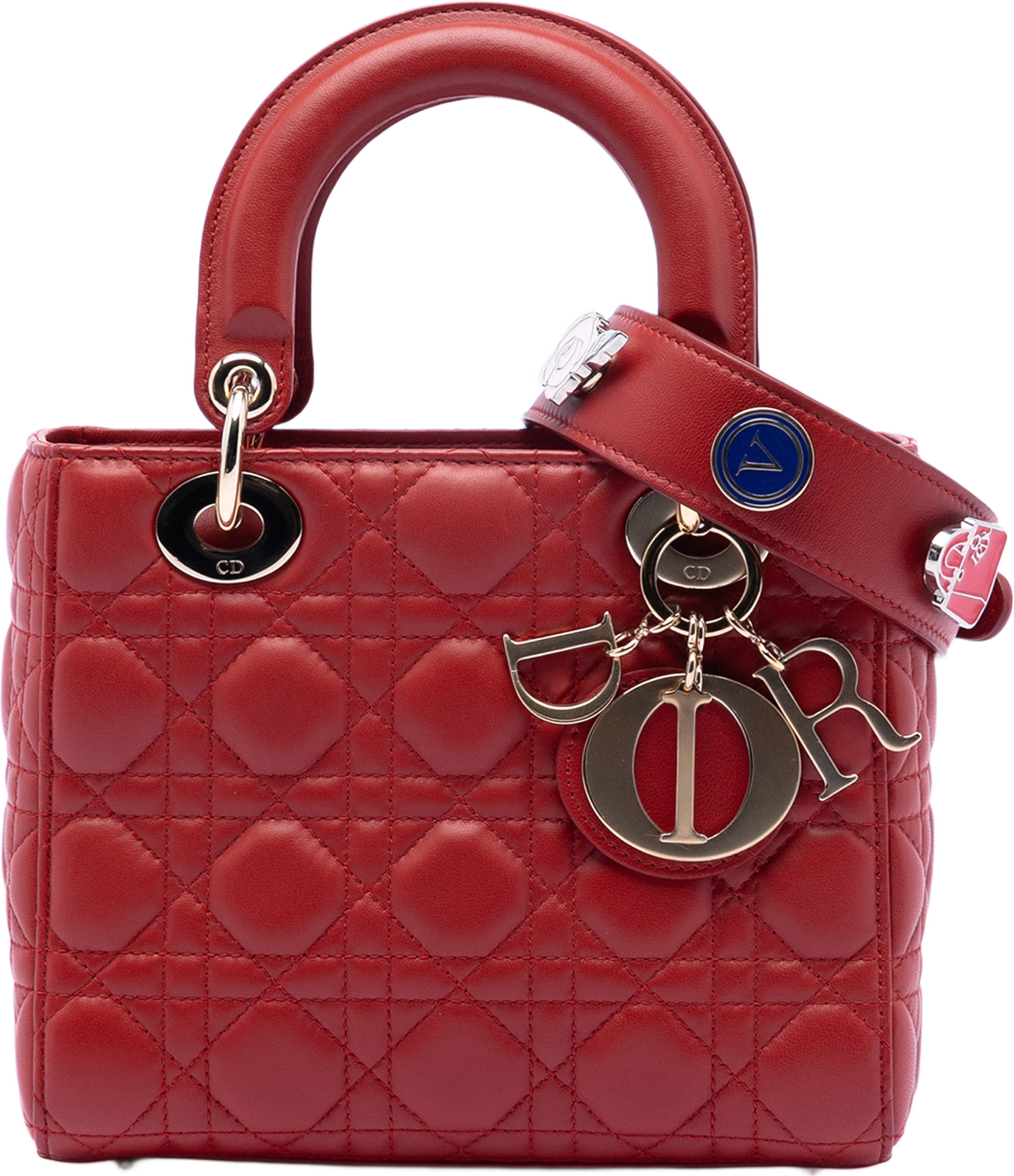 Dior Small Lambskin Cannage My Abcdior Lady Dior, från Luxclusif, i färgen röd. Klicka för att öppna bilden i stort format