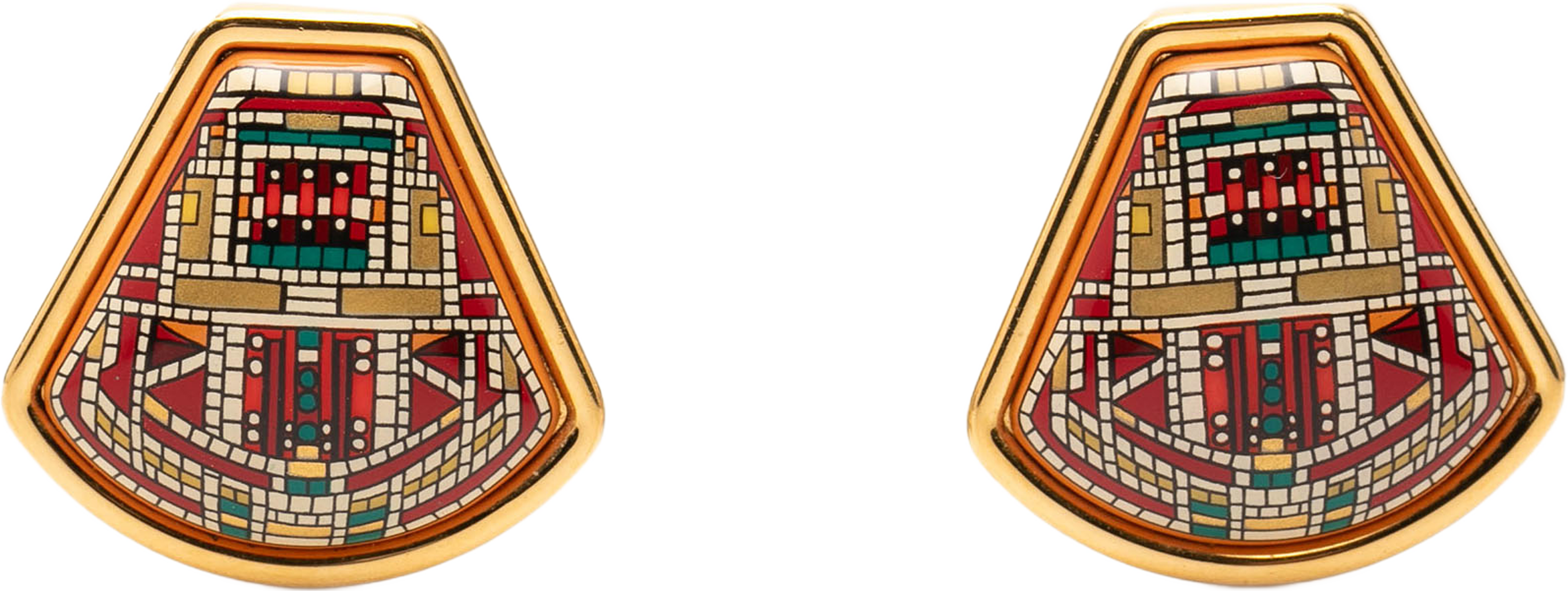 Hermès Enamel Cloisonne Clip On Earrings, från Luxclusif, i färgen red. Klicka för att öppna bilden i stort format