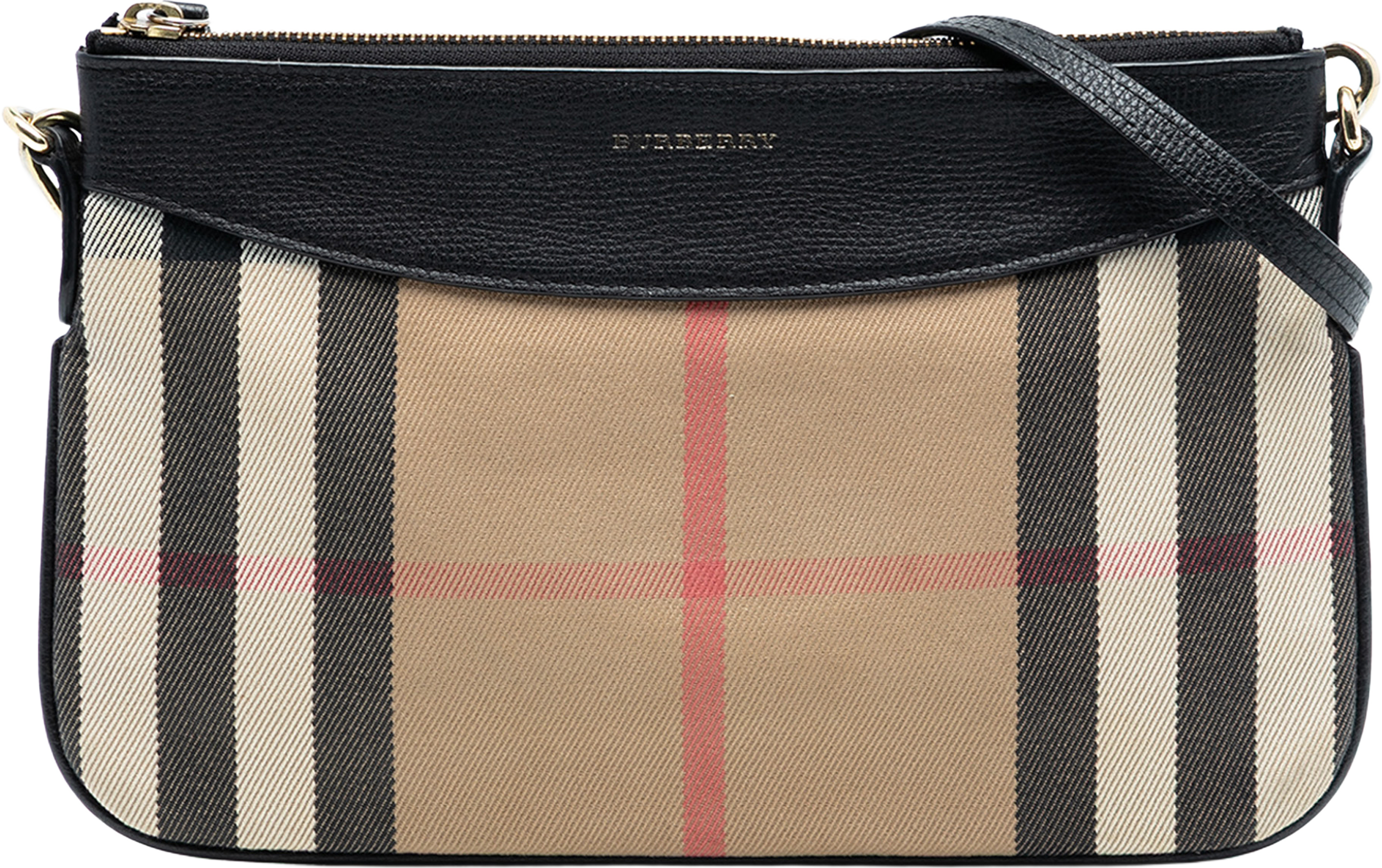 Burberry House Check Canvas Peyton Crossbody, från Luxclusif, i färgen light brown. Klicka för att öppna bilden i stort format