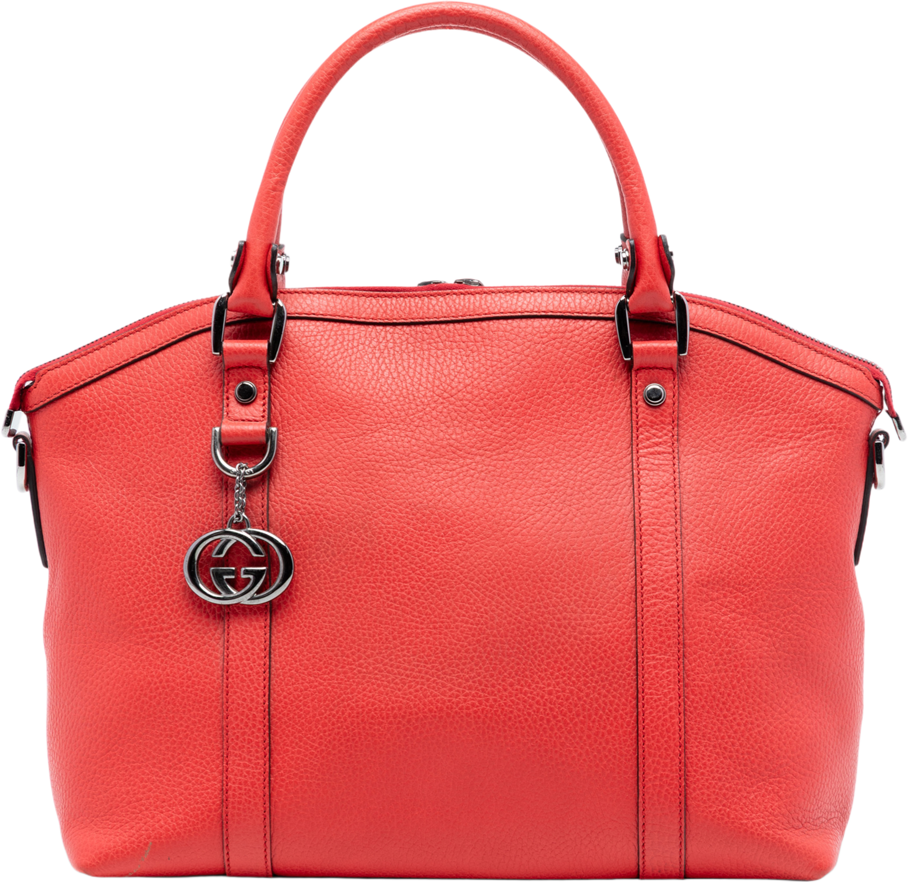 Gucci Leather Gg Charm Dome Satchel, från Luxclusif, i färgen red. Klicka för att öppna bilden i stort format