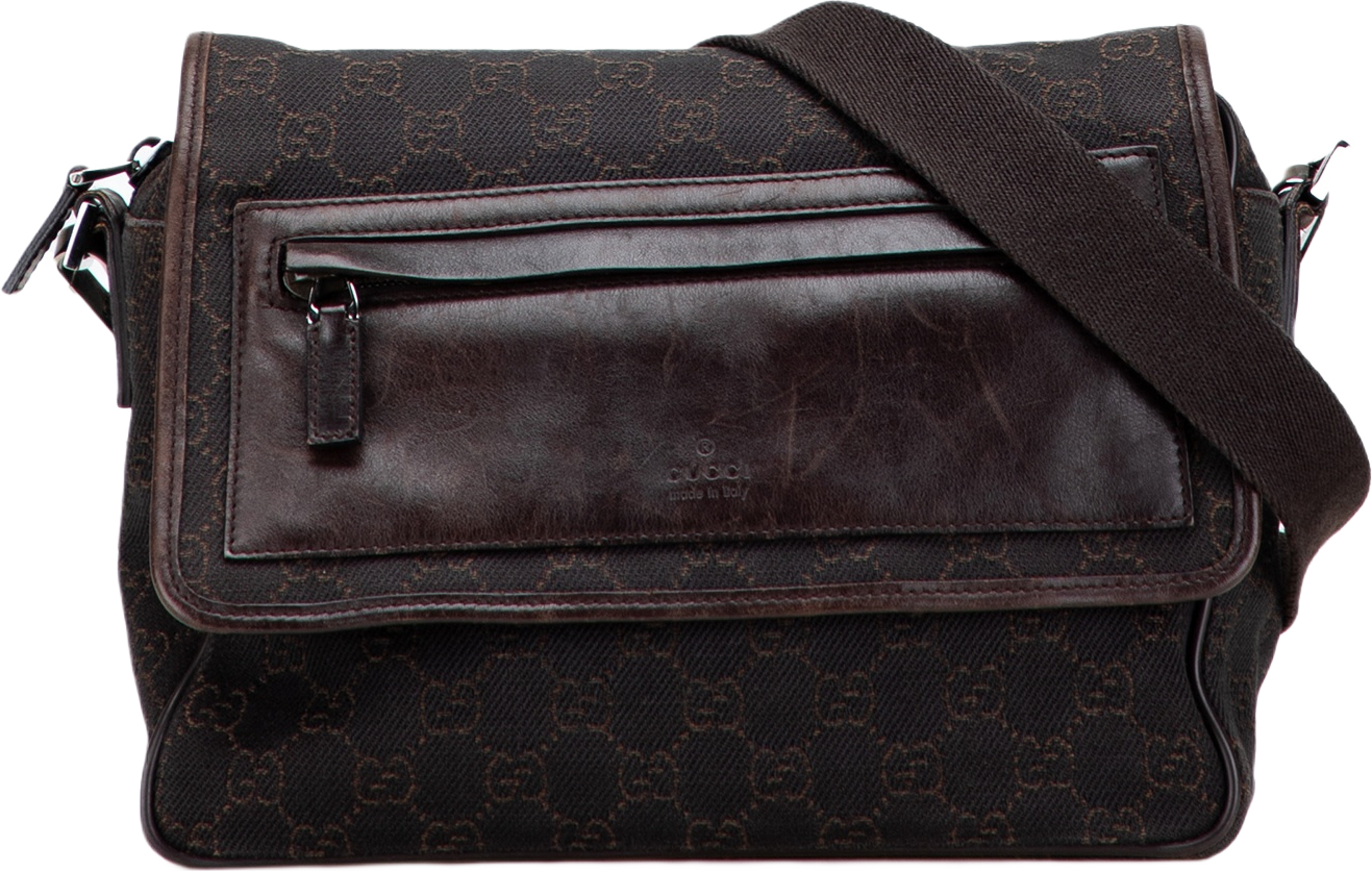 Gucci Gg Canvas Crossbody, från Luxclusif, i färgen dark brown. Klicka för att öppna bilden i stort format