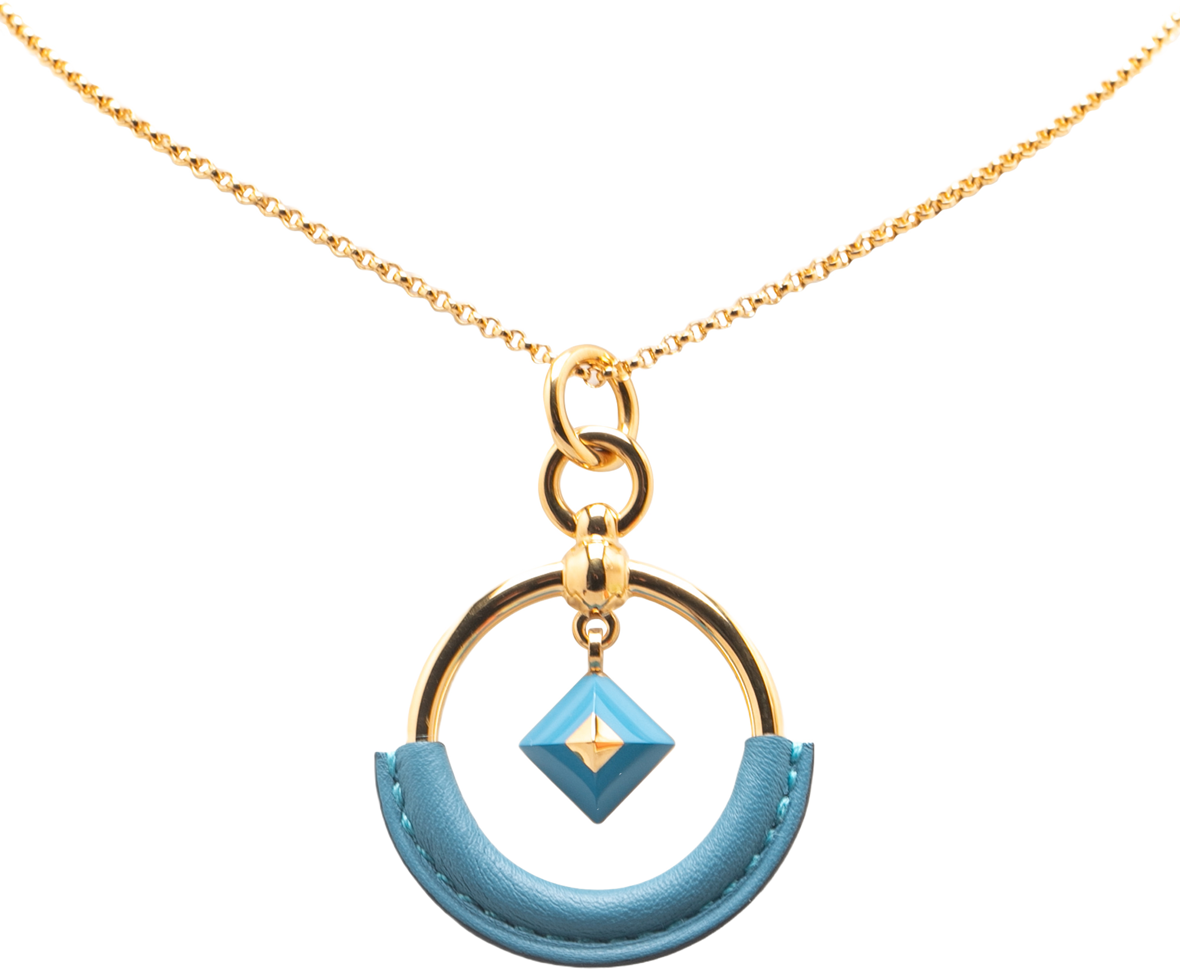Hermès Gold Plated Loop Medor Pendant Necklace