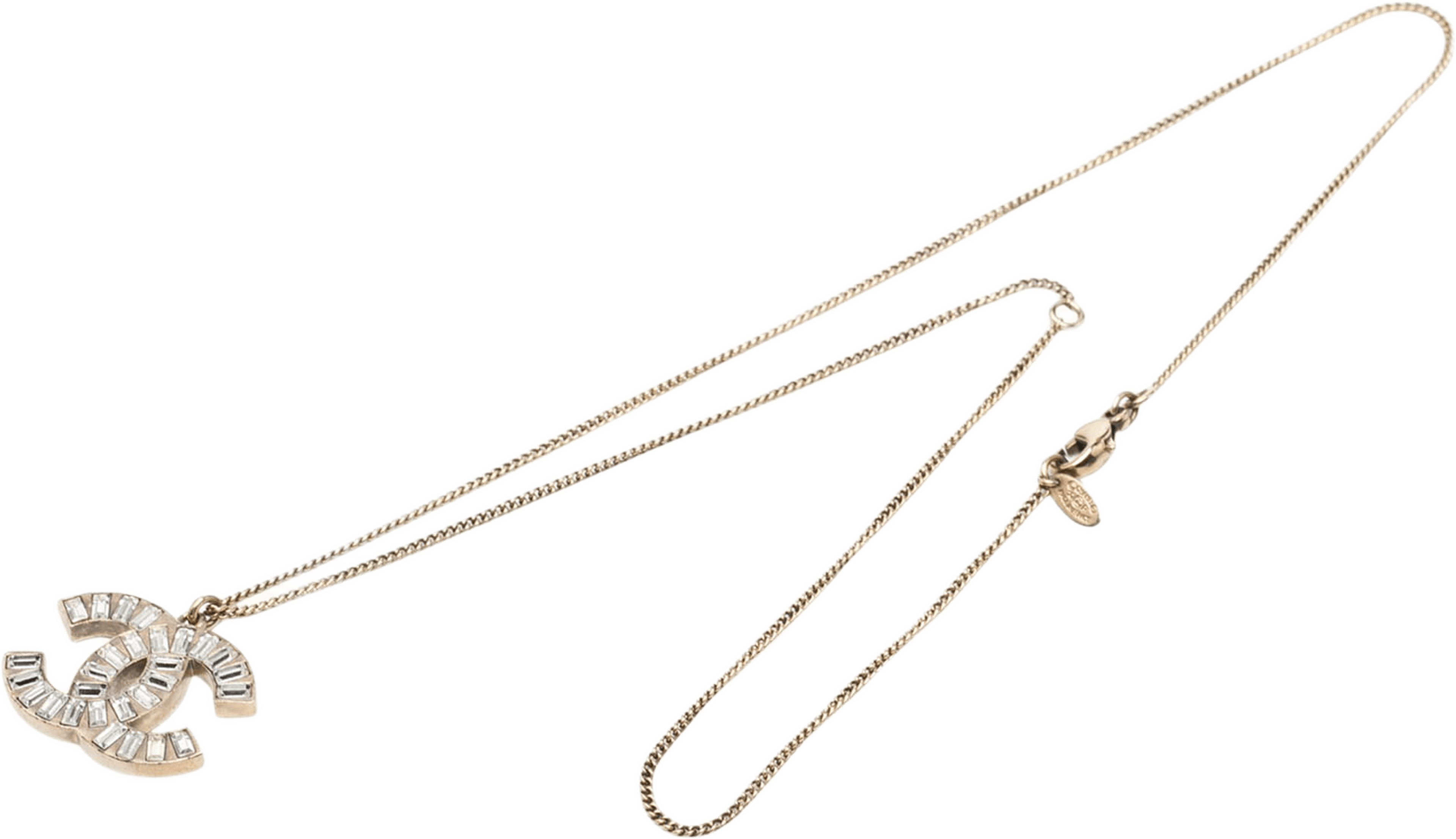 Chanel Cc Brass And Strass Pendant Necklace, från Luxclusif, i färgen guld. Klicka för att öppna bilden i stort format