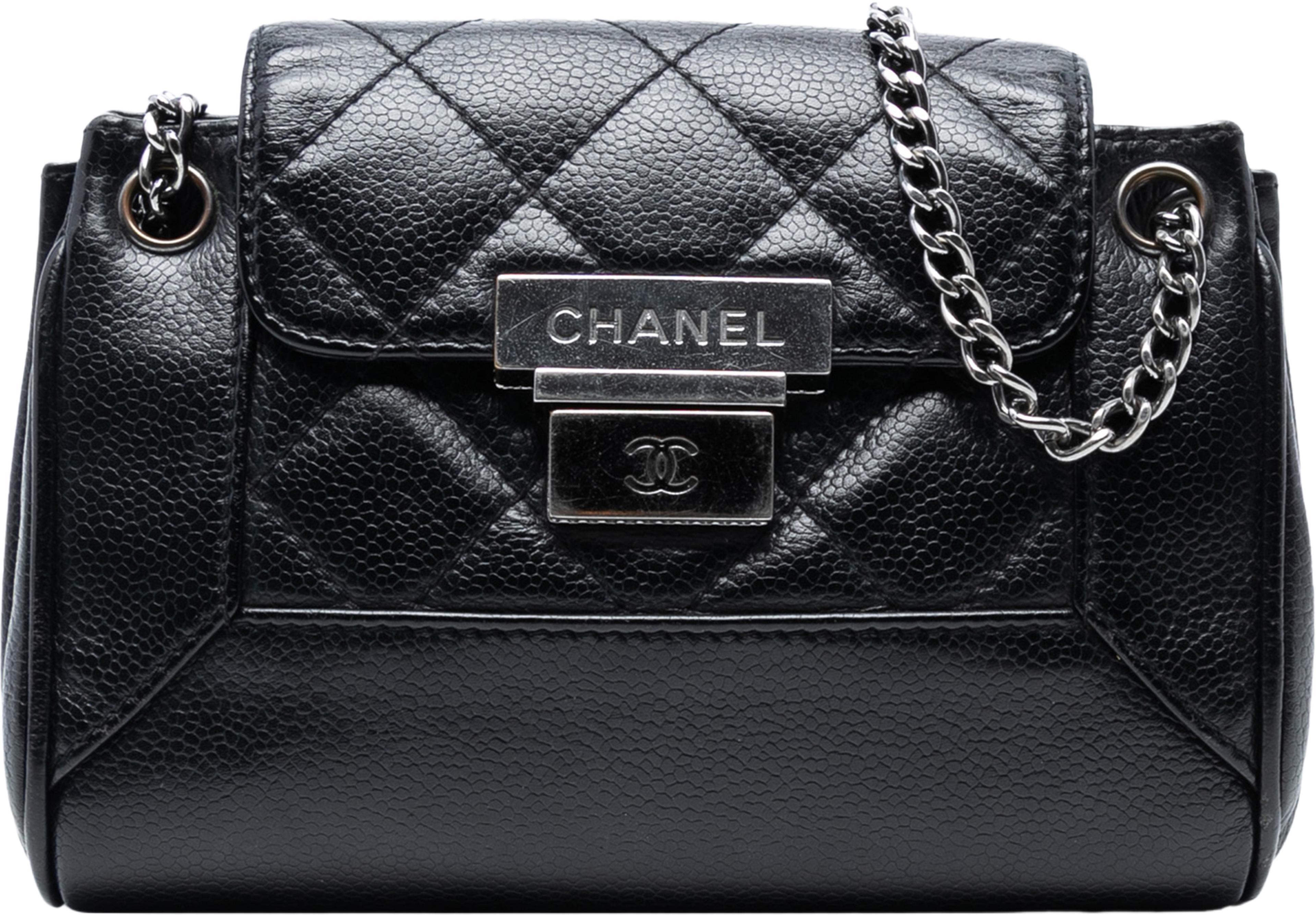 Chanel Mini Quilted Caviar Accordion Flap, från Luxclusif, i färgen black. Klicka för att öppna bilden i stort format